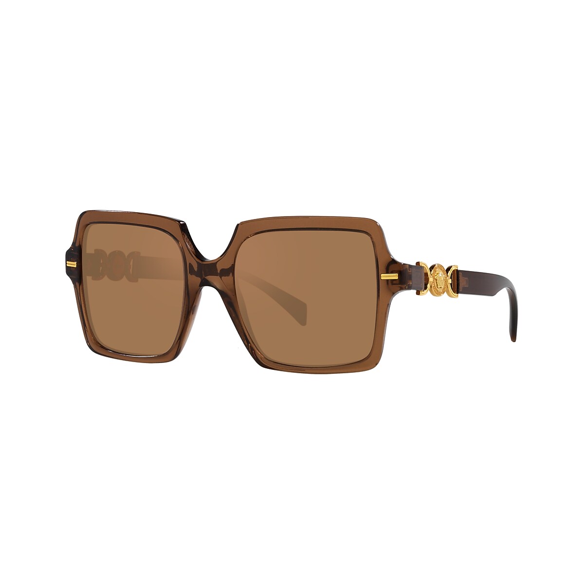 VERSACE VE4441 Transparent Brown - Women Luxury Sunglasses, Brown Orange Metallic Lens