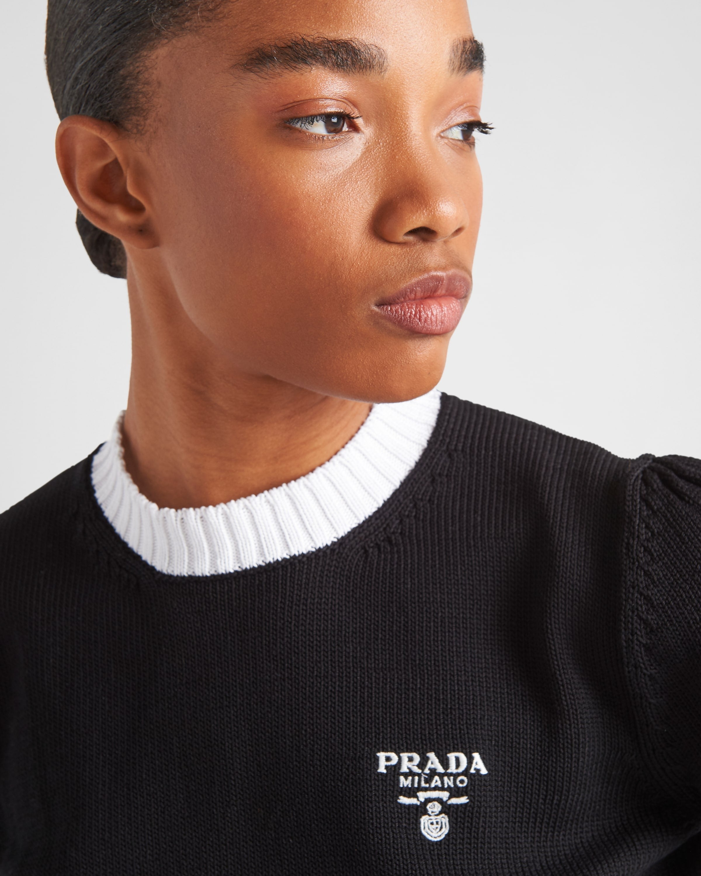 Cotton crew-neck sweater Black/White