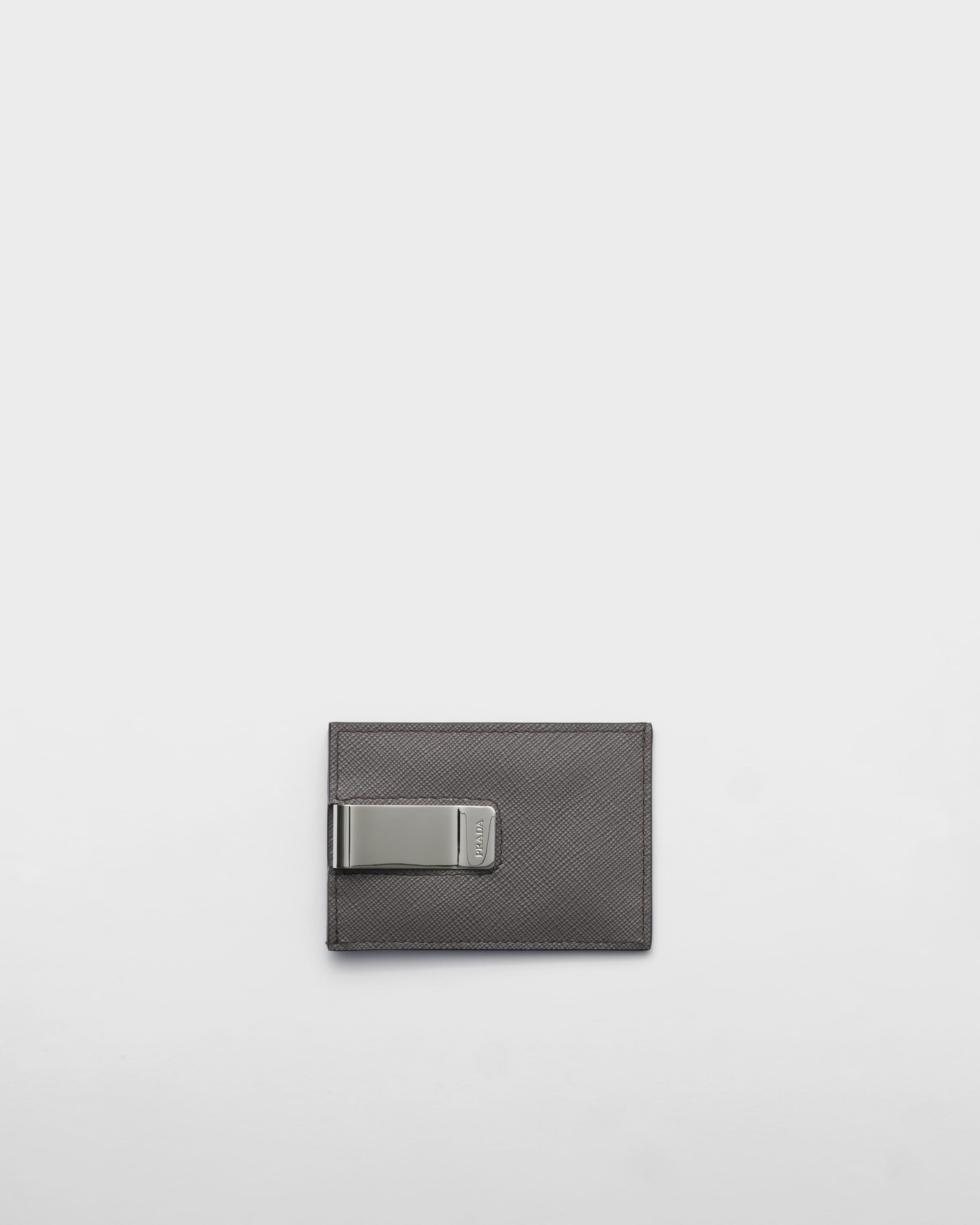 Saffiano Leather Card Holder Smoky Gray