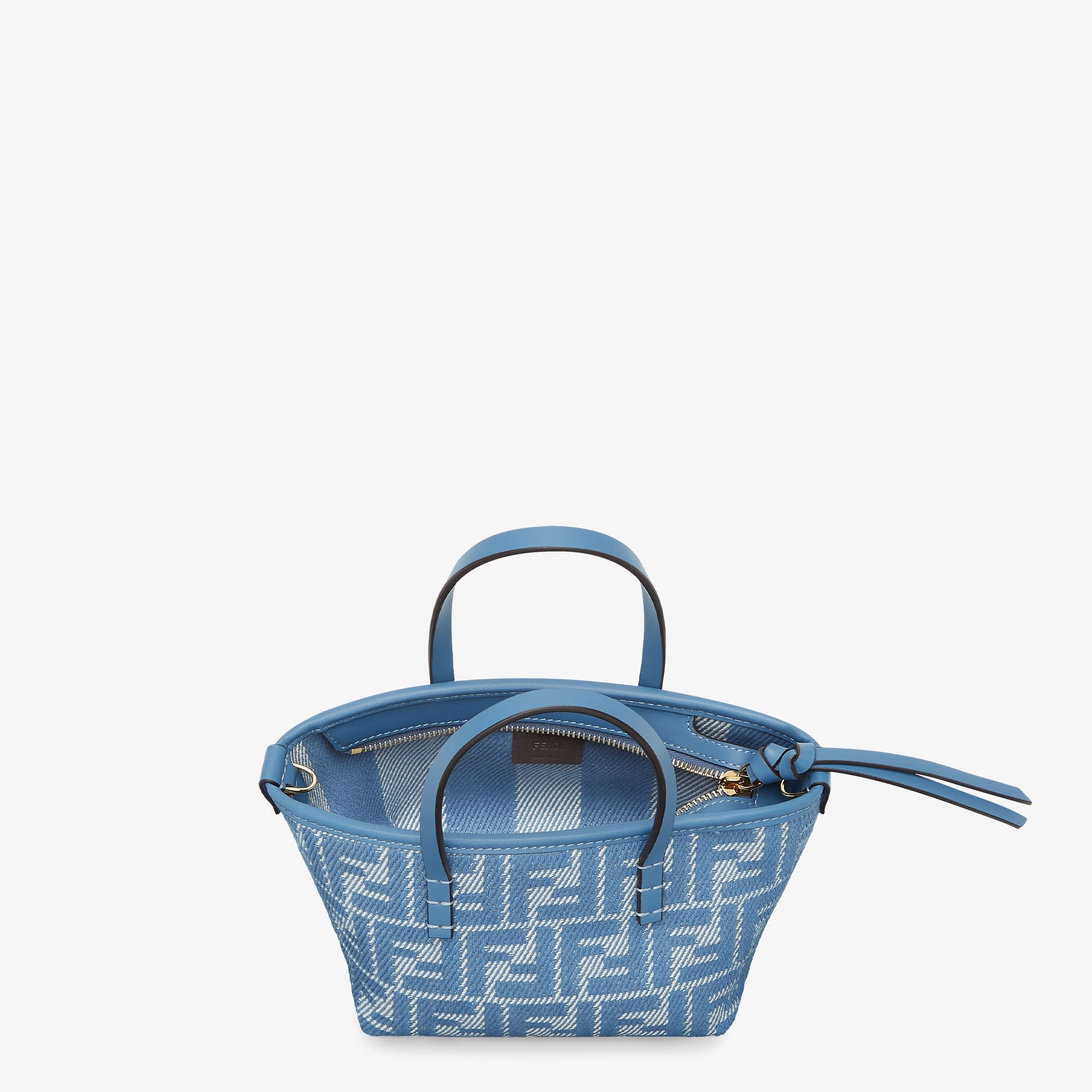 Roll Mini Blue denim-effect FF jacquard mini-bag