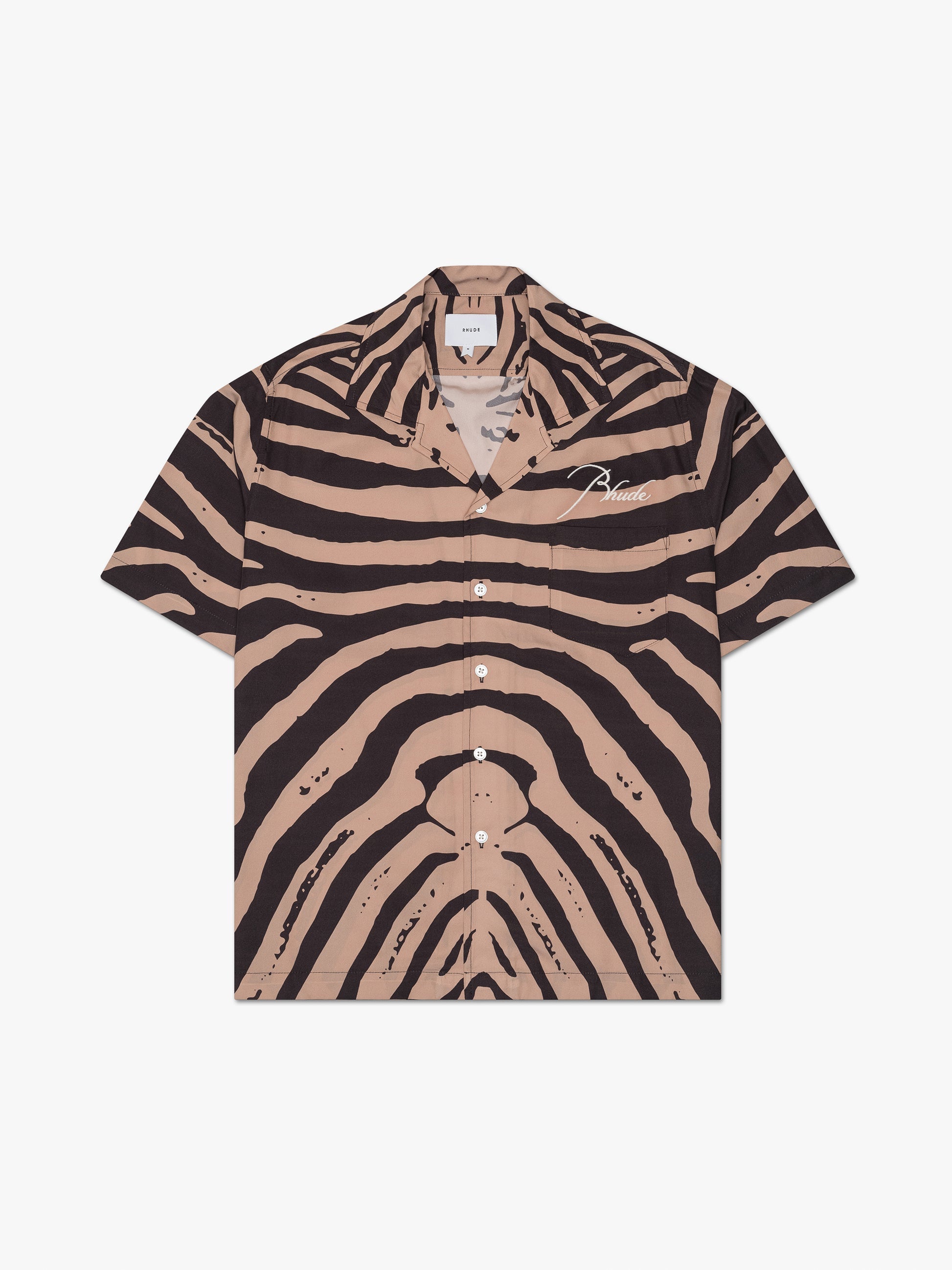 ZEBRA SILK BUTTON DOWN - BLACK/TAN