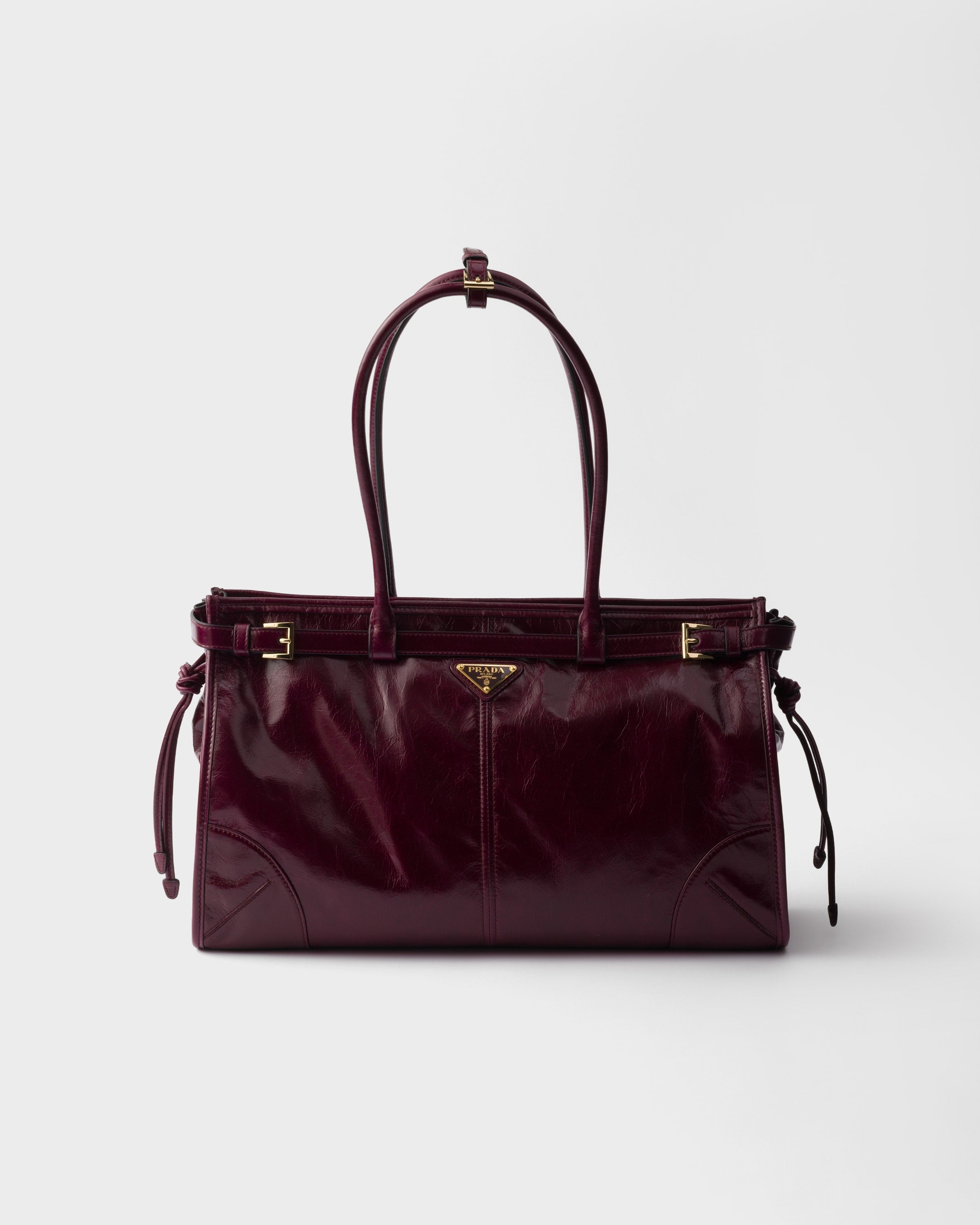 Prada Bonnie large leather handbag Burgundy