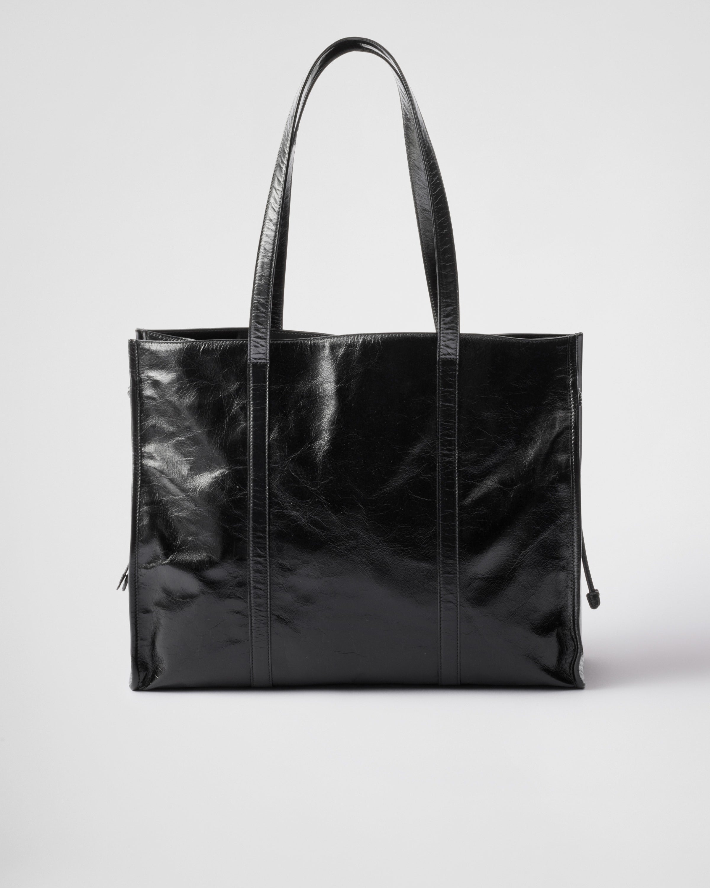 Large leather tote bag Black
