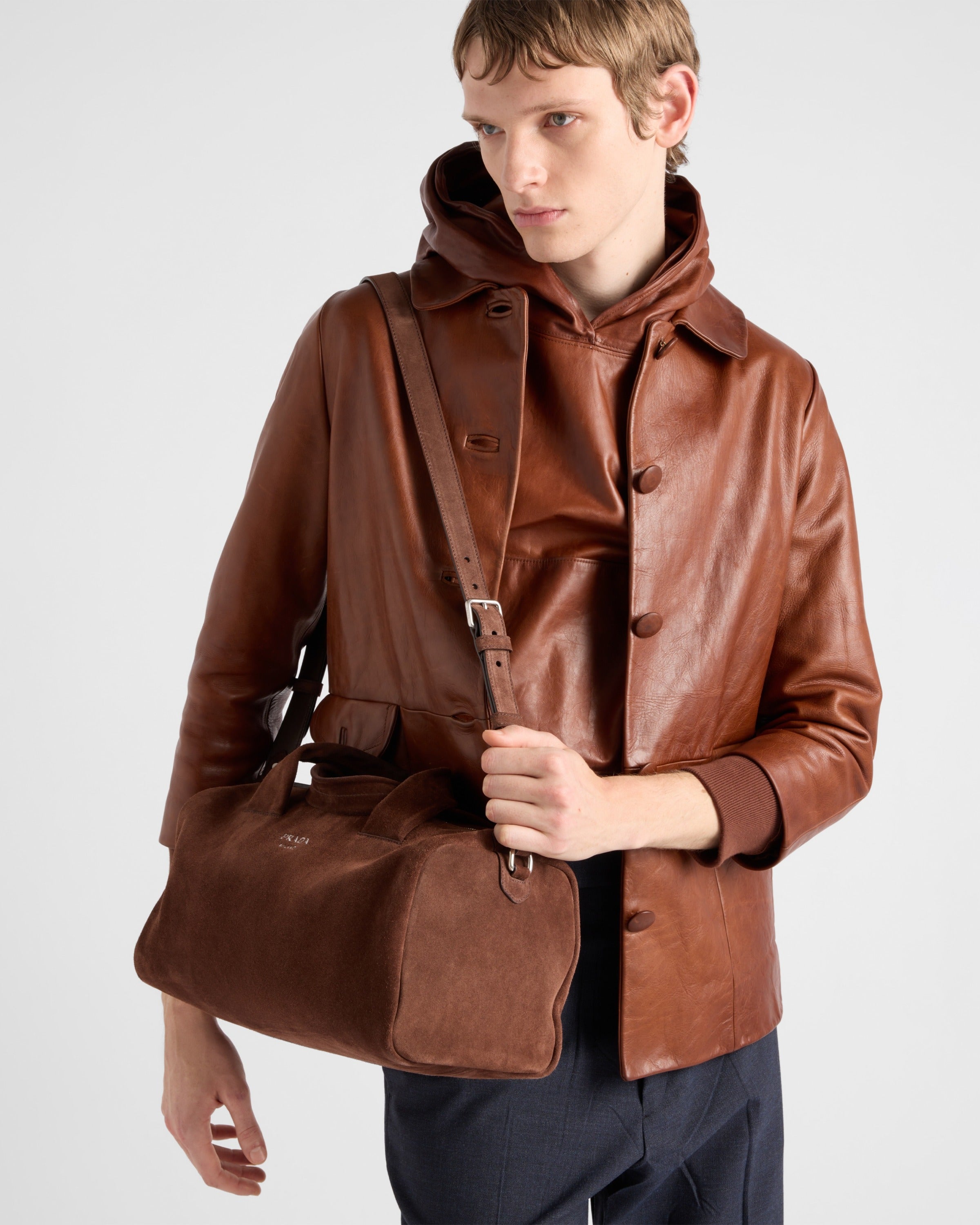 Small suede duffle bag Coffee