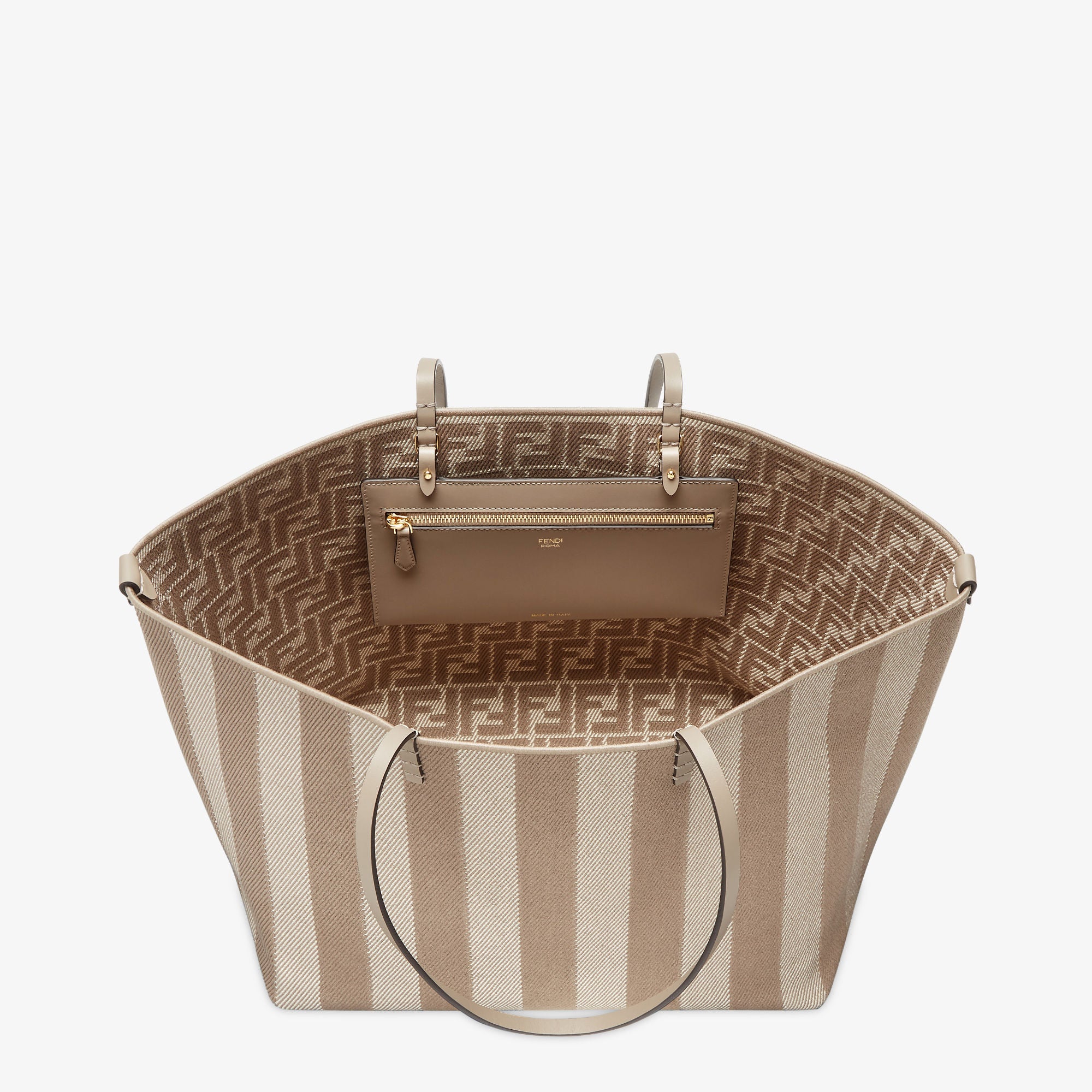 Roll Large Reversible shopper in Pequin striped and dove gray FF fabric