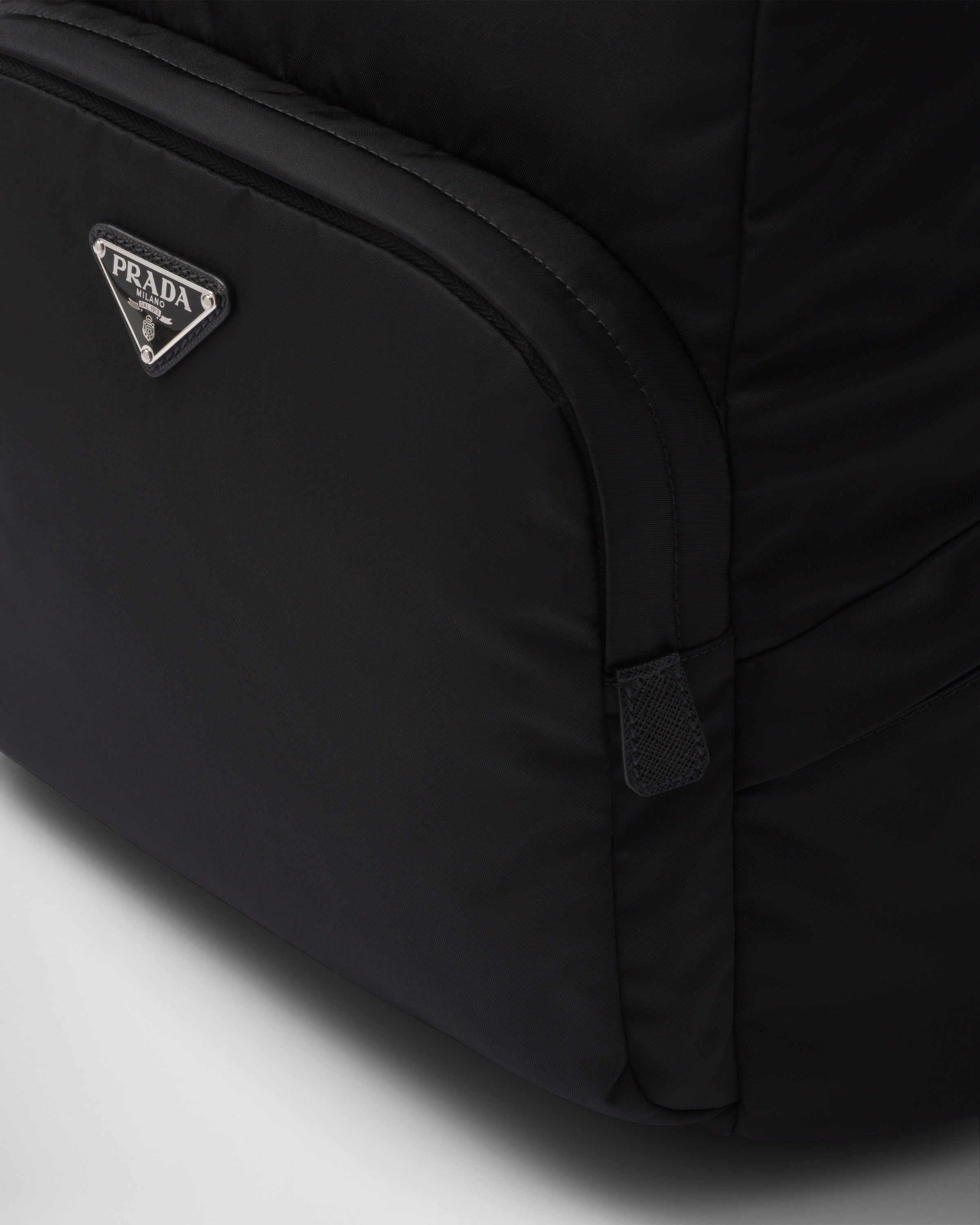 Re-Nylon and Saffiano leather backpack Black