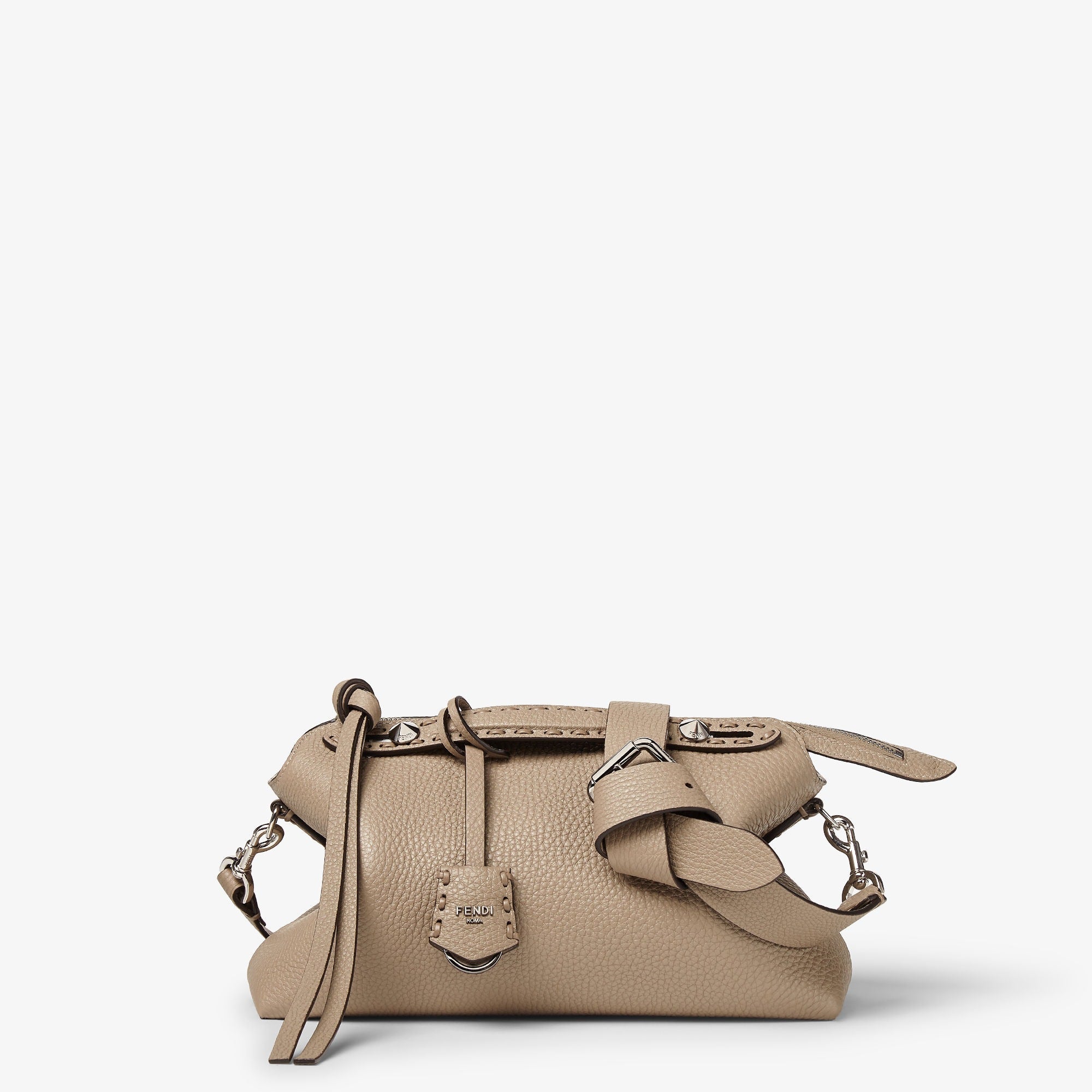 By The Way Selleria Medium Dove gray Selleria bag with 192 hand-sewn topstitches