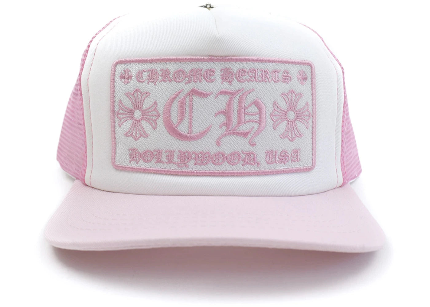 Chrome Hearts CH Hollywood Trucker Hat Pink/White