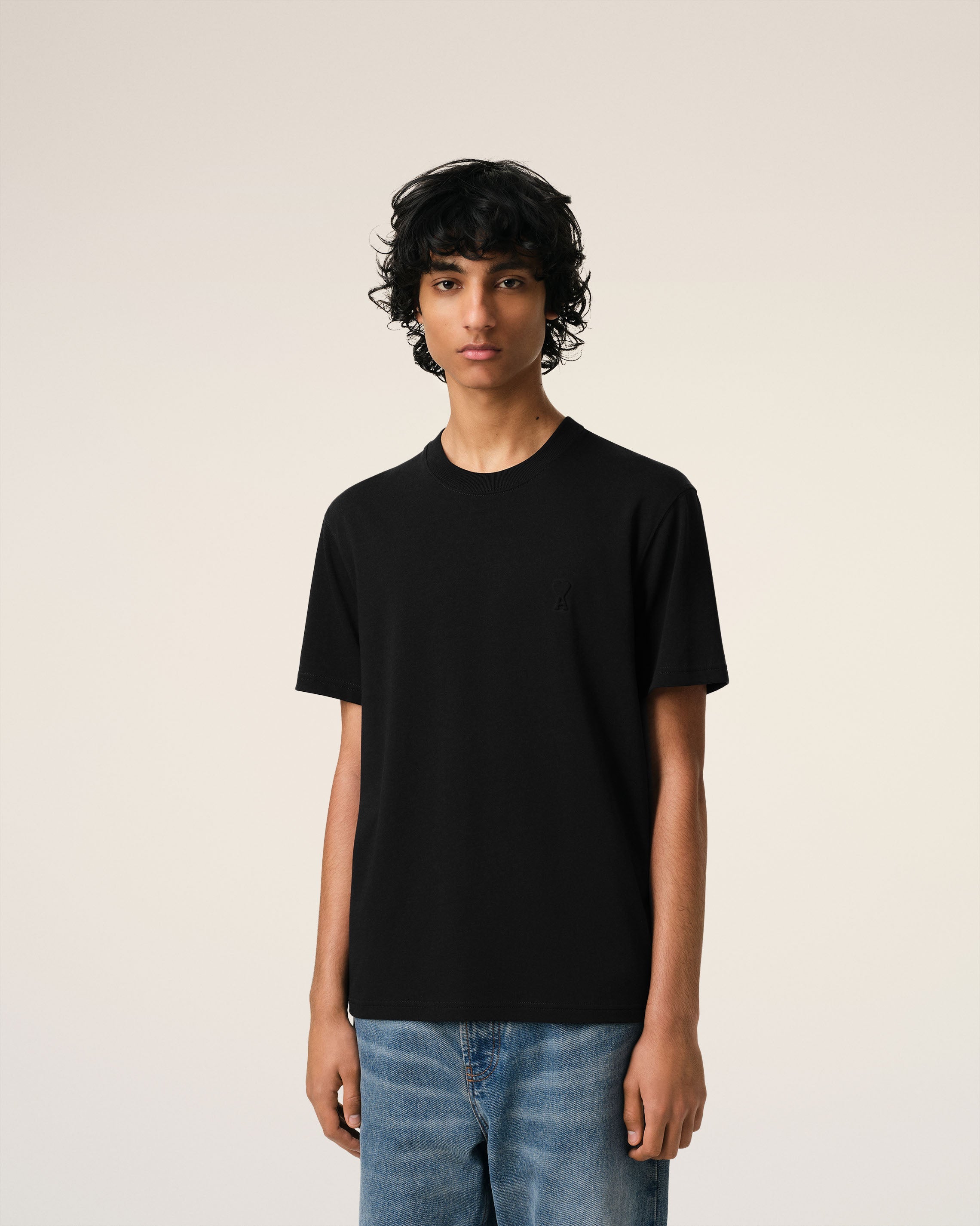 BLACK COTTON AMI DE COEUR T-SHIRT BLACK