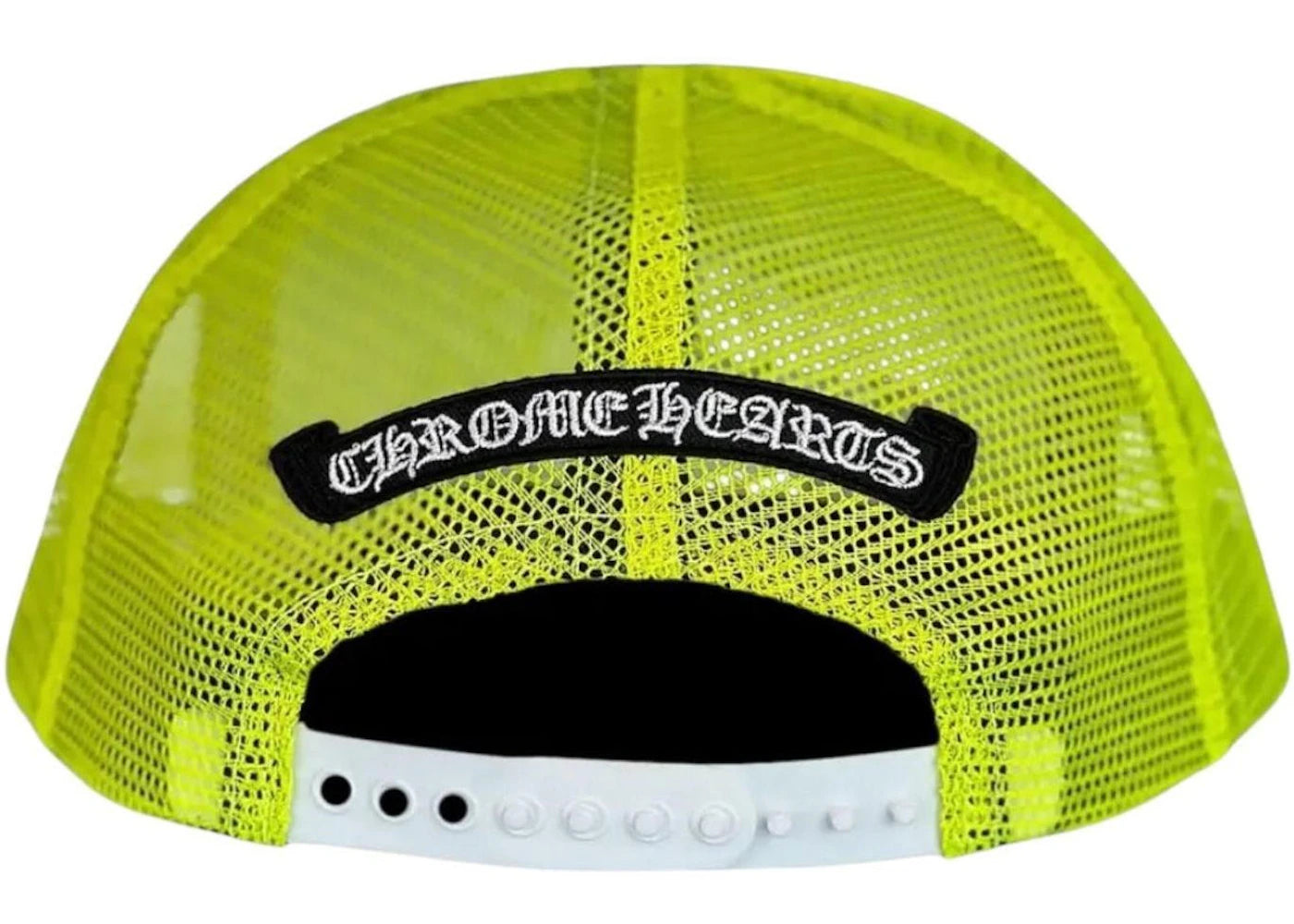 Chrome Hearts Cemetery Cross Trucker Hat Neon Yellow