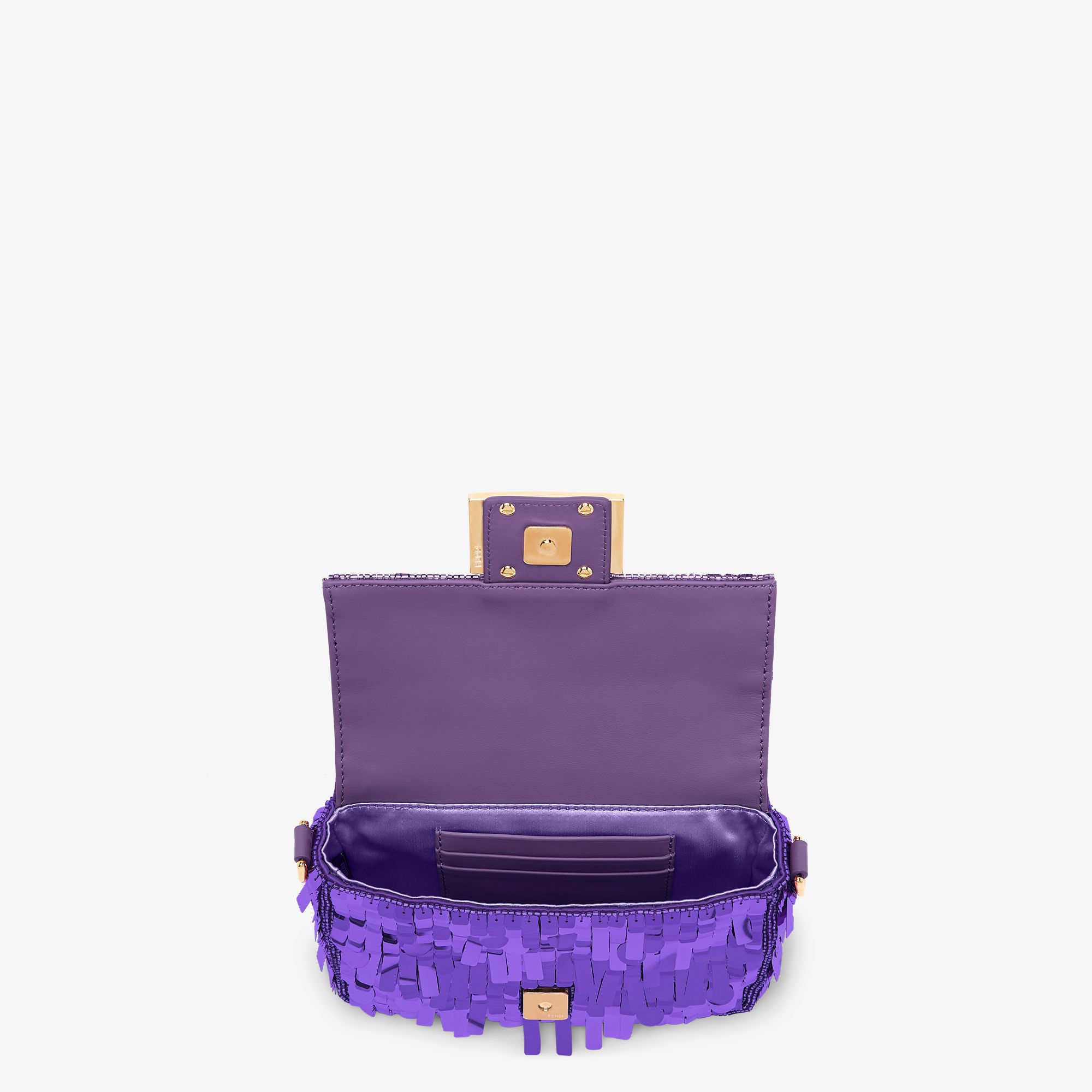 Baguette Mini Bag embroidered with purple sequins