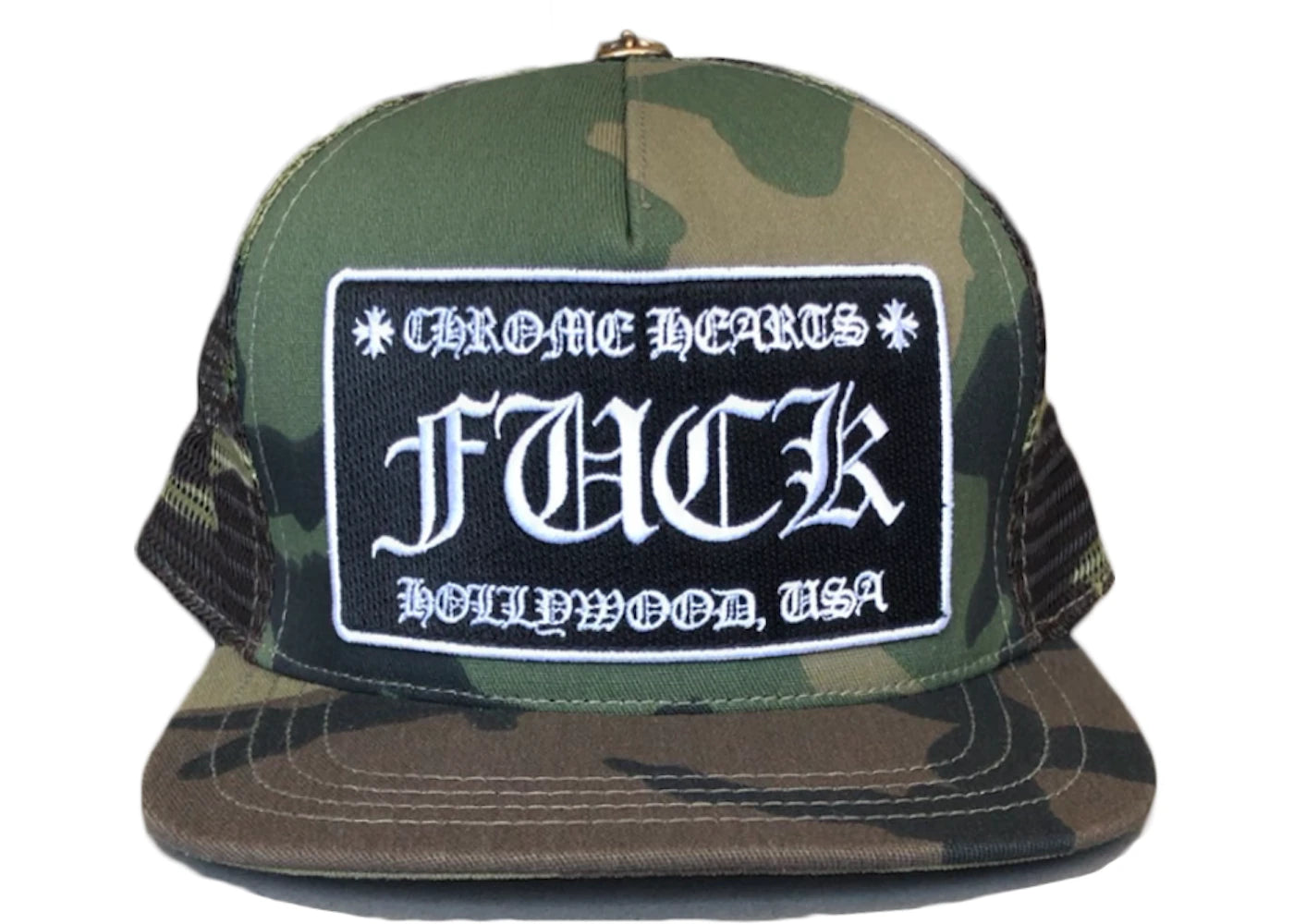 Chrome Hearts FUCK Hollywood Trucker Hat Camo