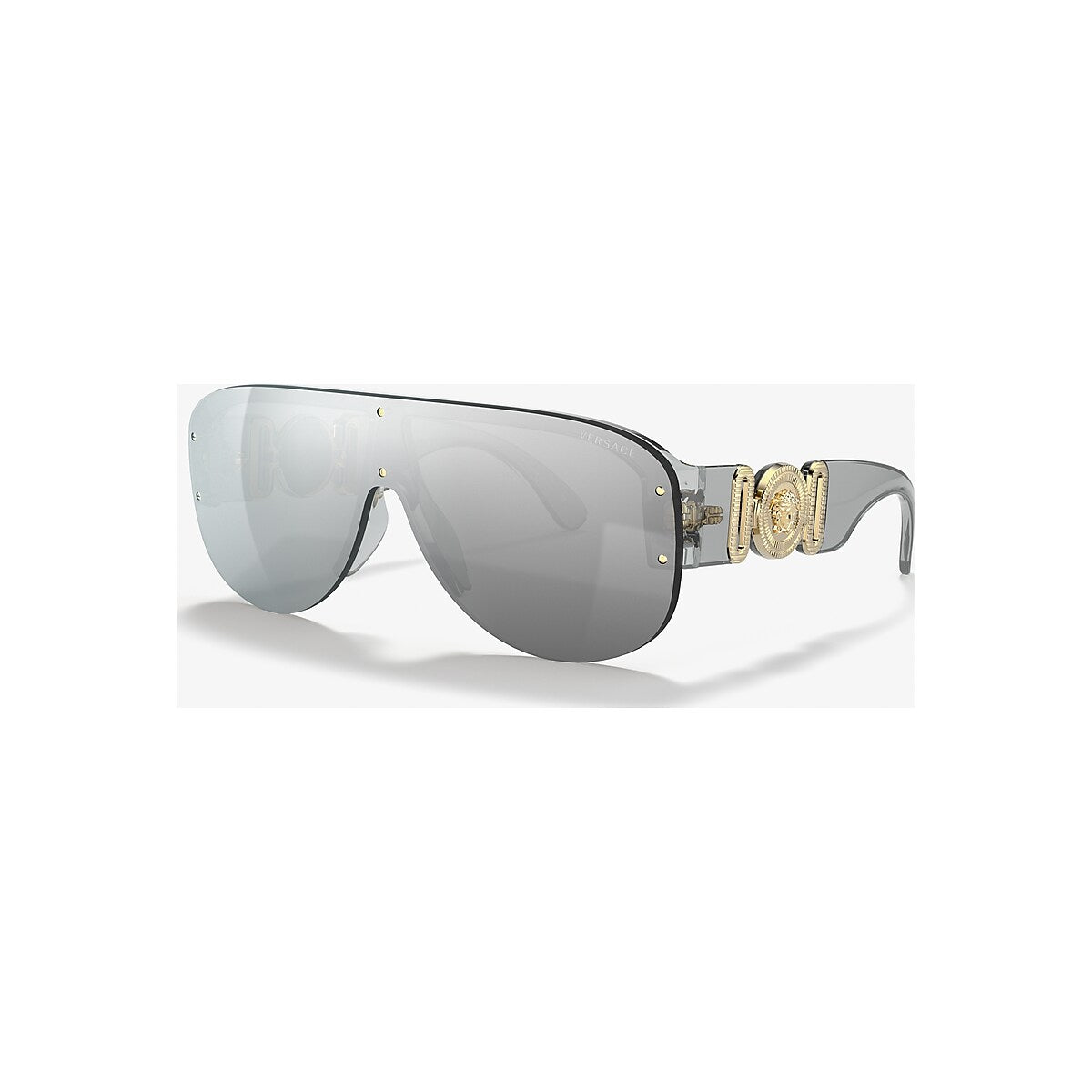 VERSACE VE4391 Transparent Grey - Men Luxury Sunglasses, Light Grey Mirror Silver Lens