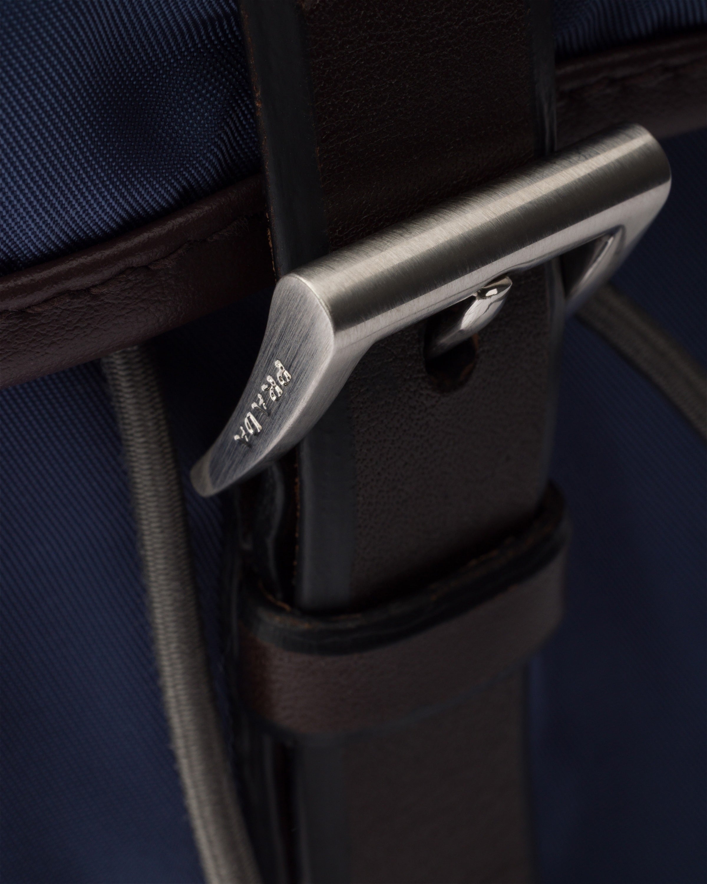 Re-Nylon and leather backpack Aviation Blue