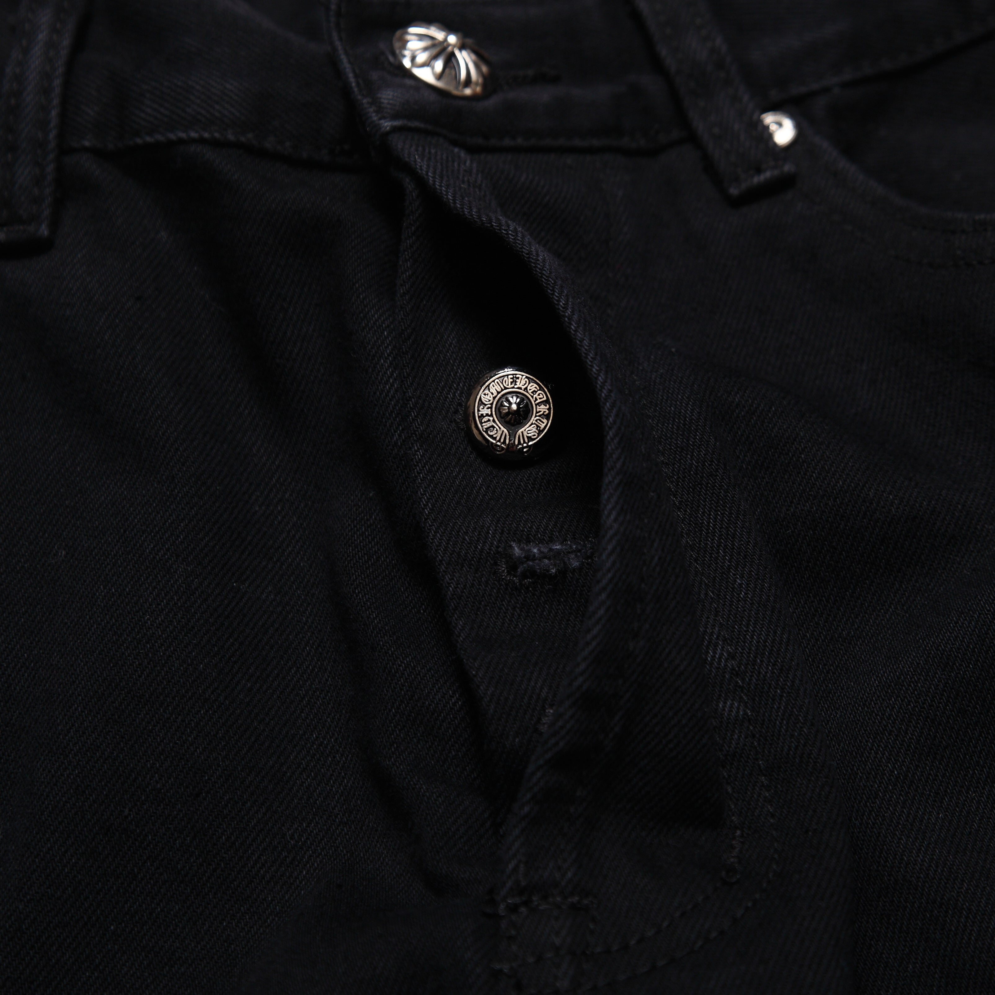 Chrome Hearts Los Angels Limted Edition Blue White Cross Leather Patchwork Black Jeans