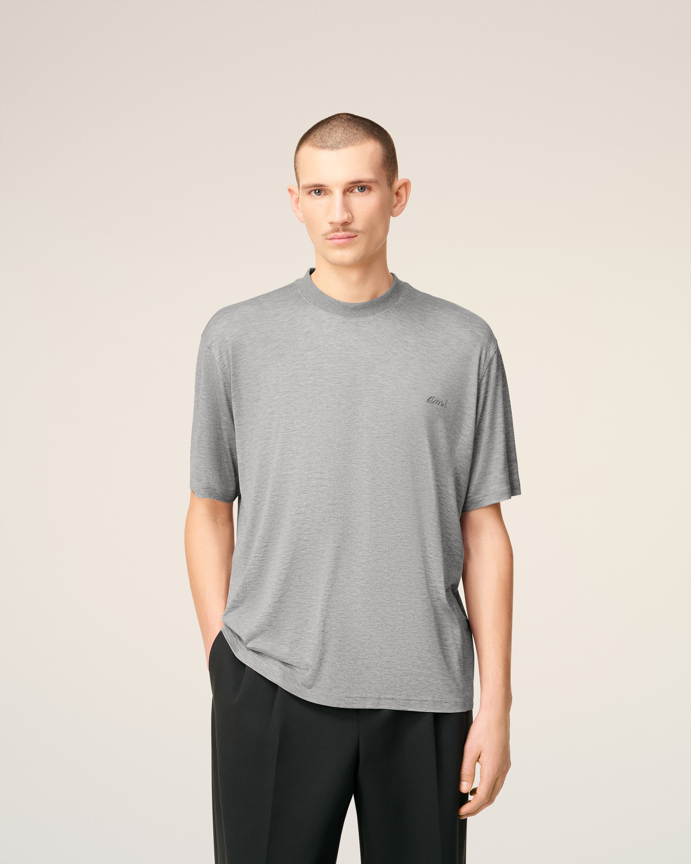 Grey Cotton Short Sleeves T-shirt HEATHER GREY