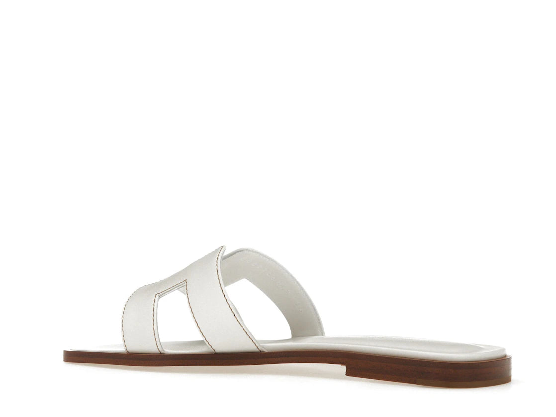 Hermes Oran Sandal Blanc Box Calfskin Leather