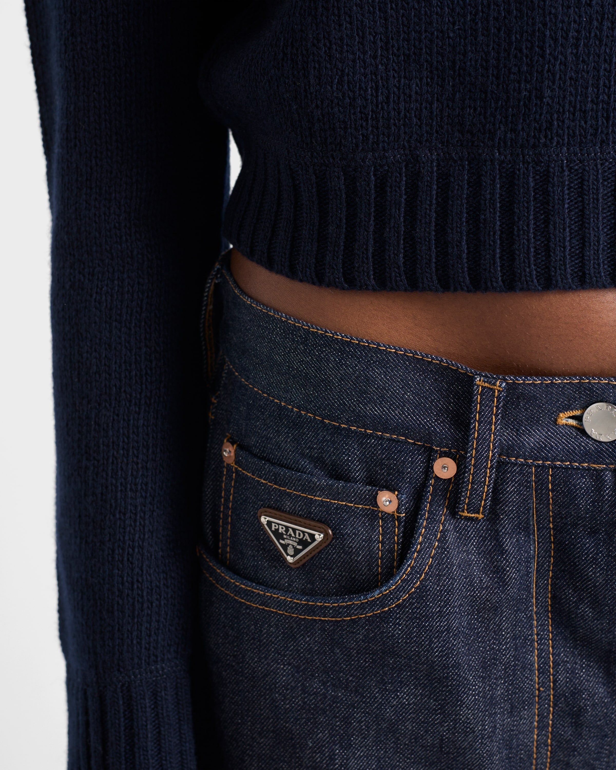 Wool and cashmere crew-neck sweater Navy