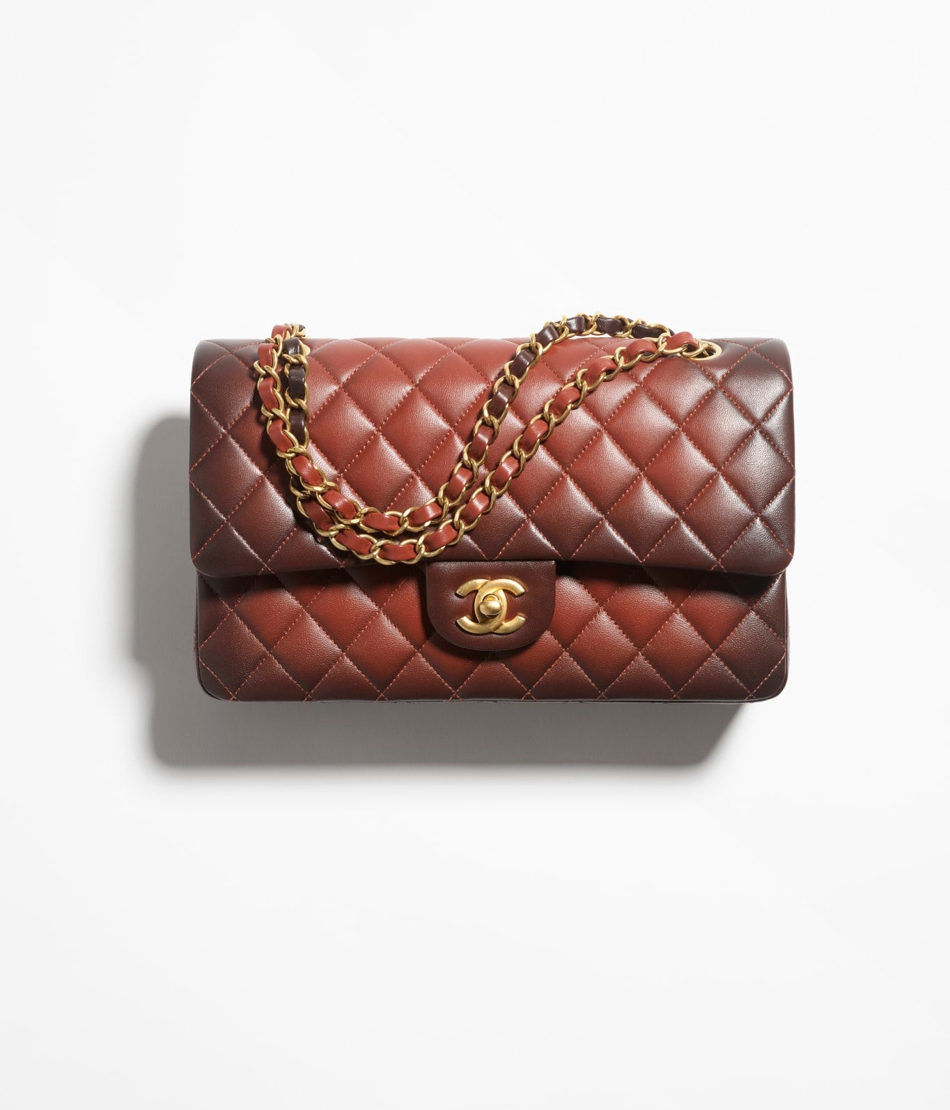 Chanel Double Flap Shoulder Bag Brown Gradient
