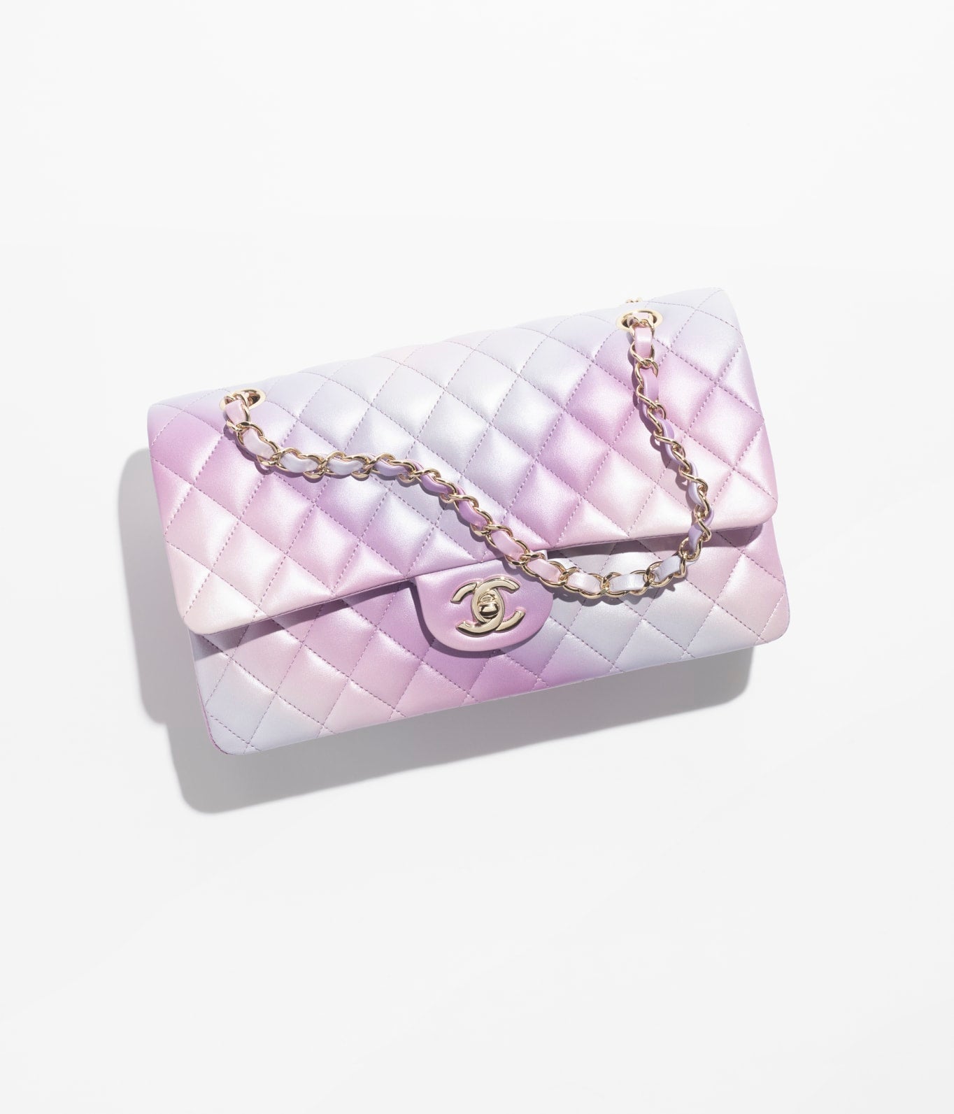 Chanel Double Flap Shoulder Bag Purple Blue Pink Cloudy