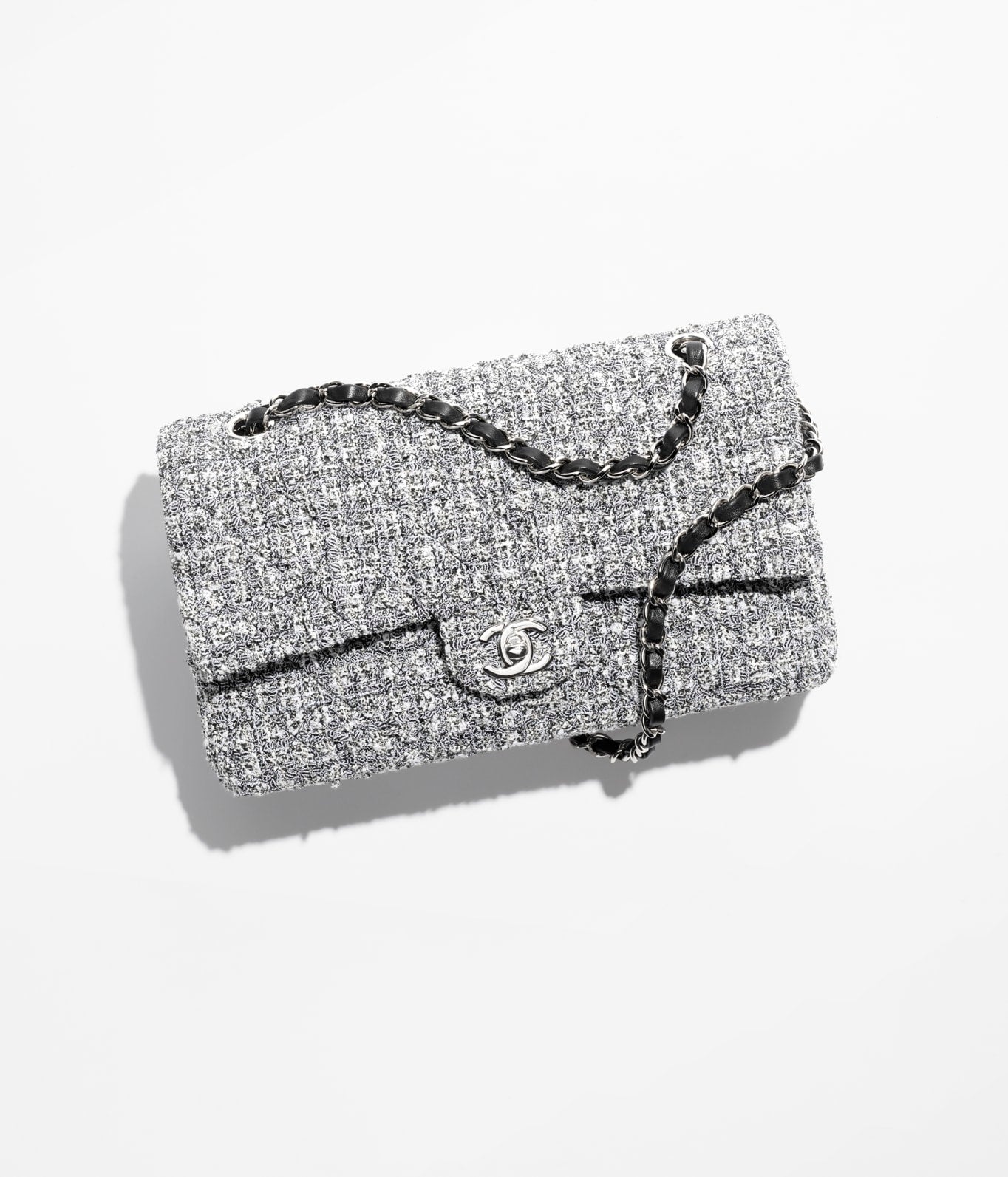 Chanel Double Flap Shoulder Bag White Black