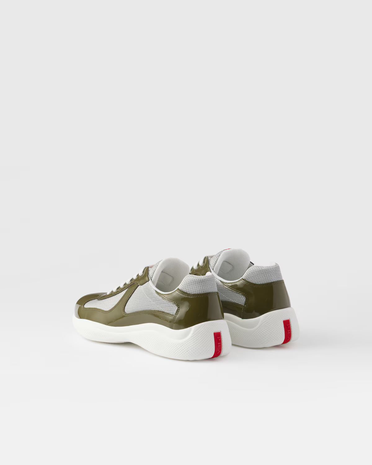 Patent Leather and Technical Fabric Prada America's Cup Sneakers - Loden Green/Silver