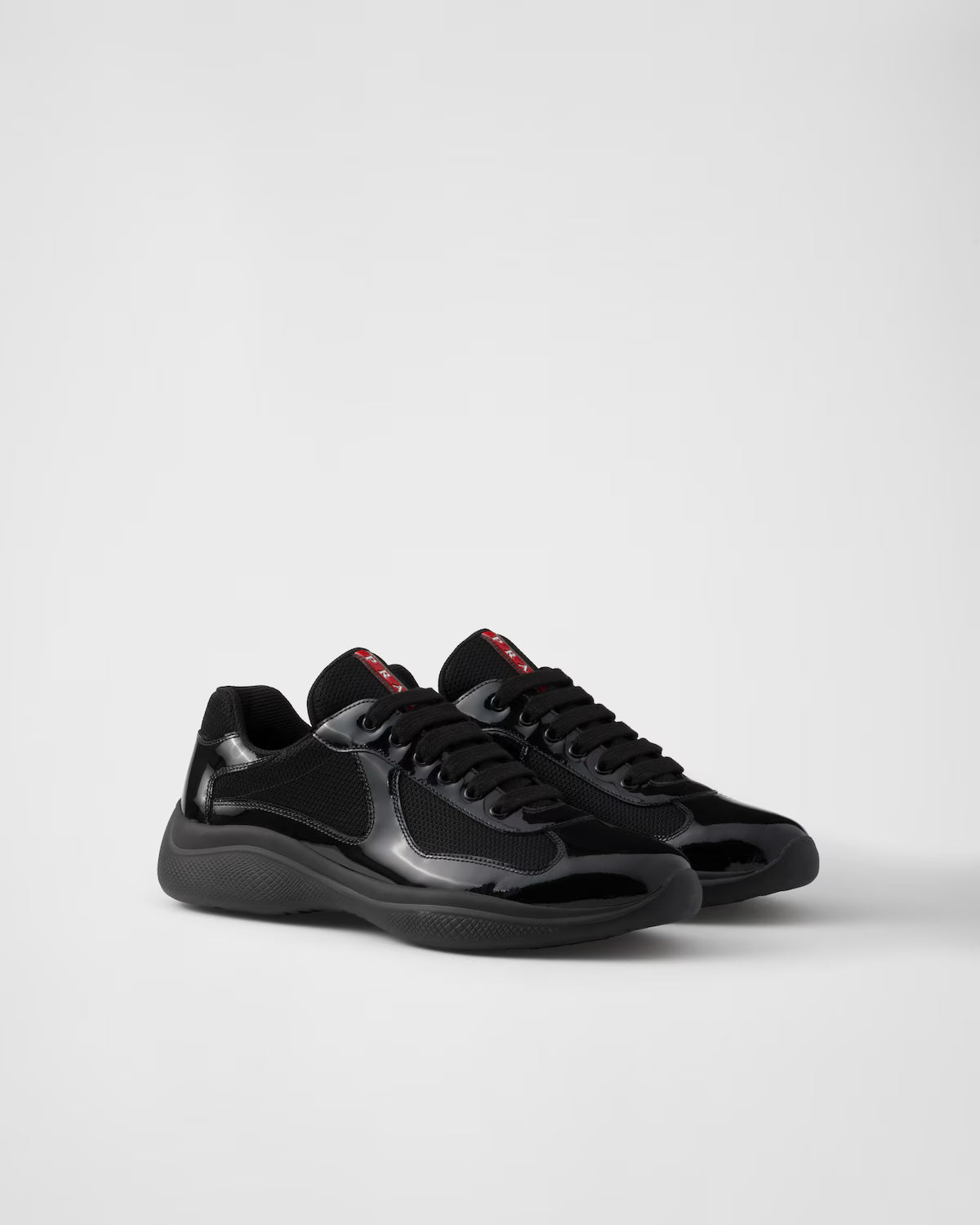 Patent Leather and Technical Fabric Prada America's Cup Sneakers - Black