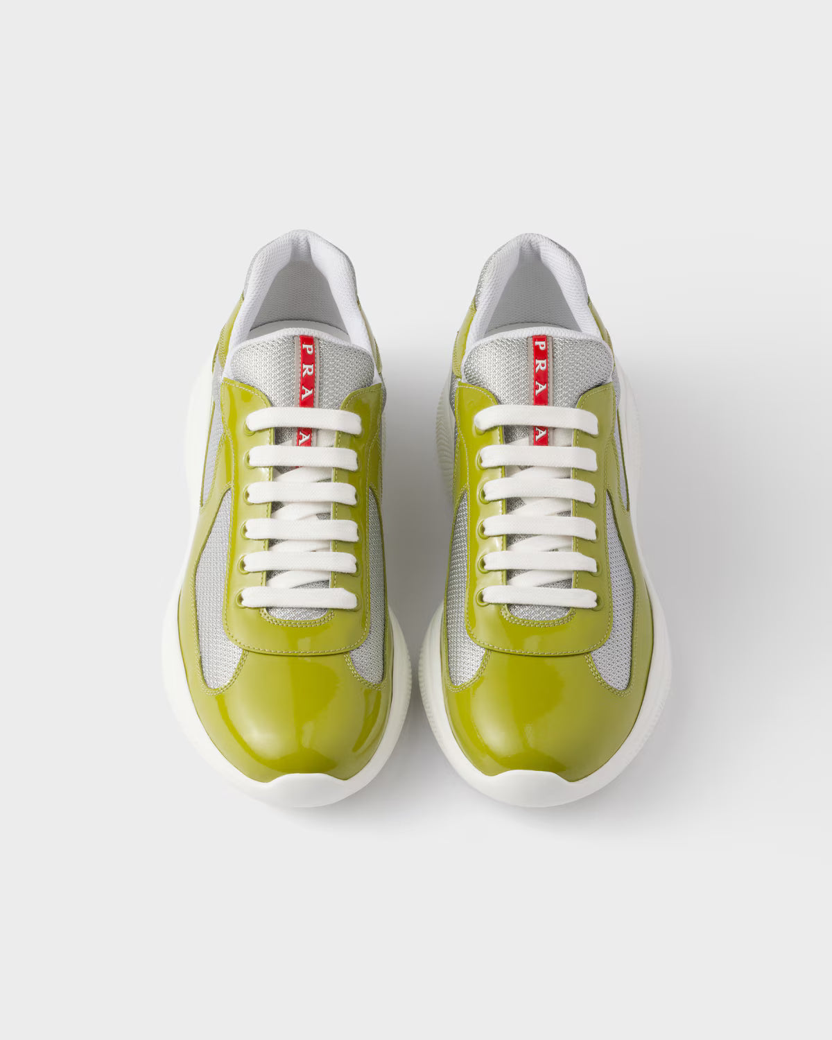 Patent Leather and Technical Fabric Prada America's Cup Sneakers - Lawn Green/Silver