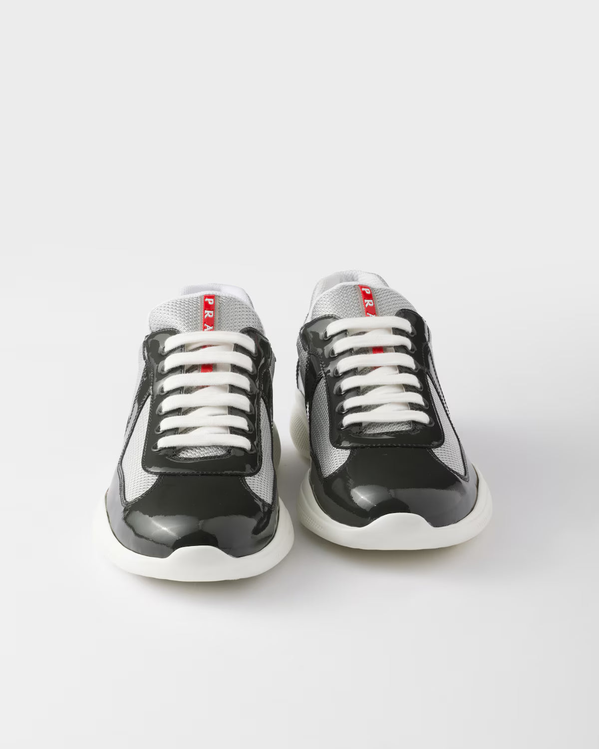 Patent Leather and Technical Fabric Prada America's Cup Sneakers - Anthracite Gray/Silver