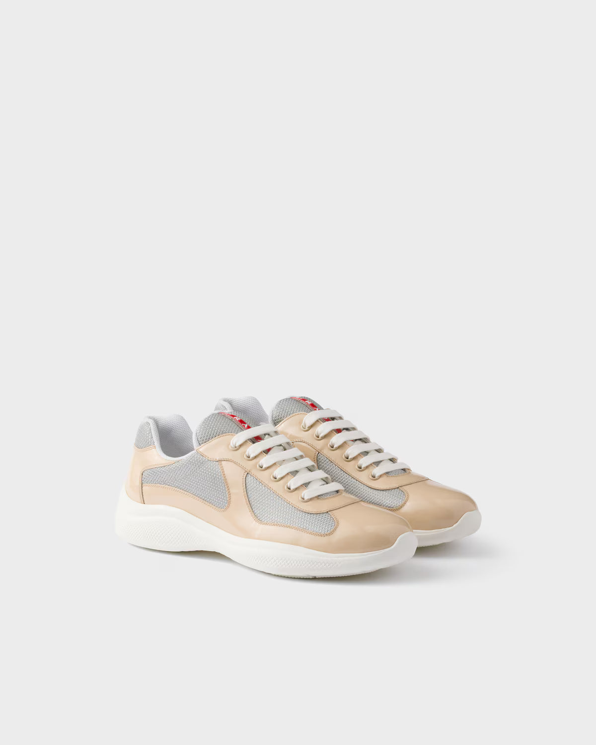 Patent Leather and Technical Fabric Prada America's Cup Sneakers - Quartz/Silver