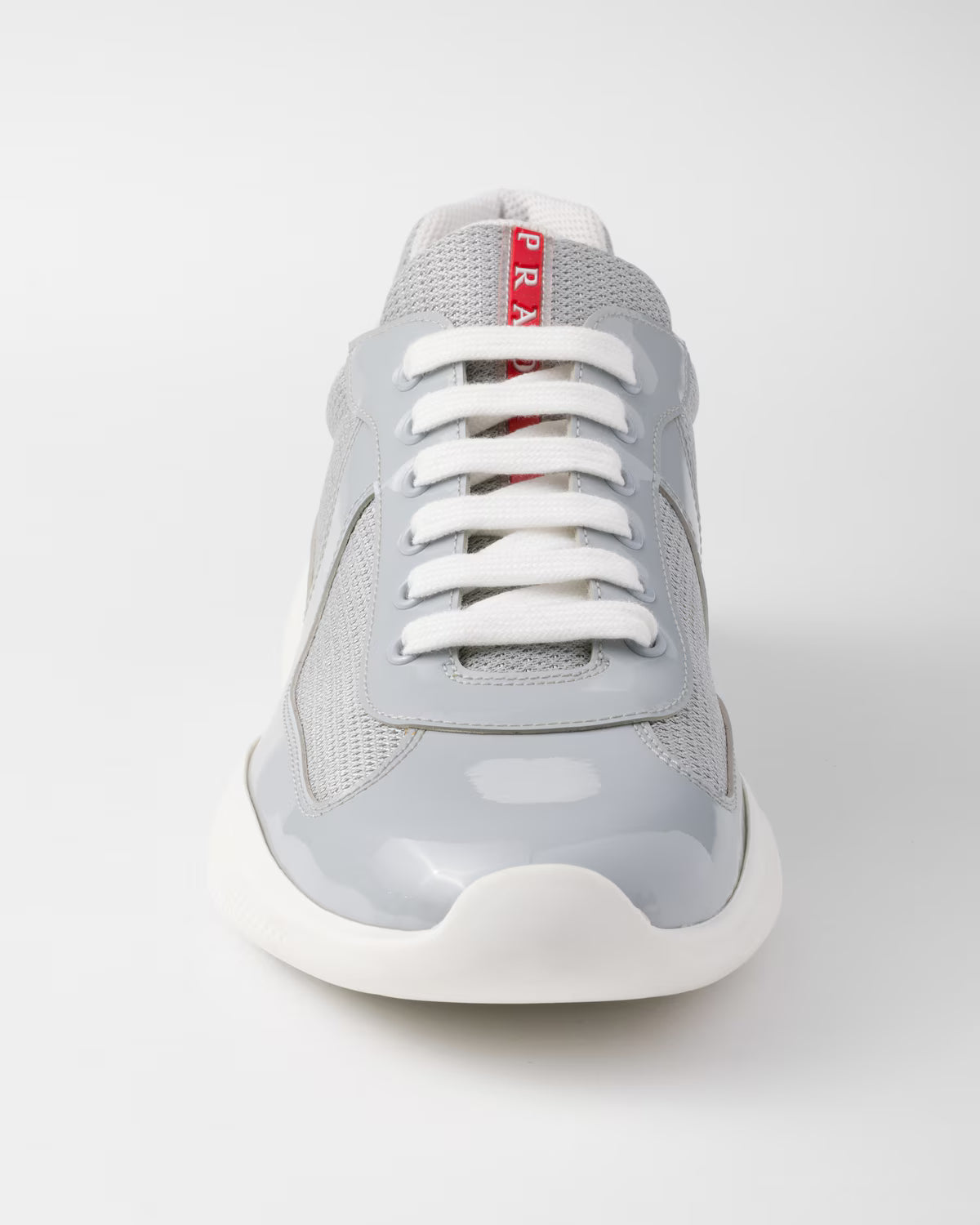 Patent Leather and Technical Fabric Prada America's Cup Sneakers - Pearl/Silver