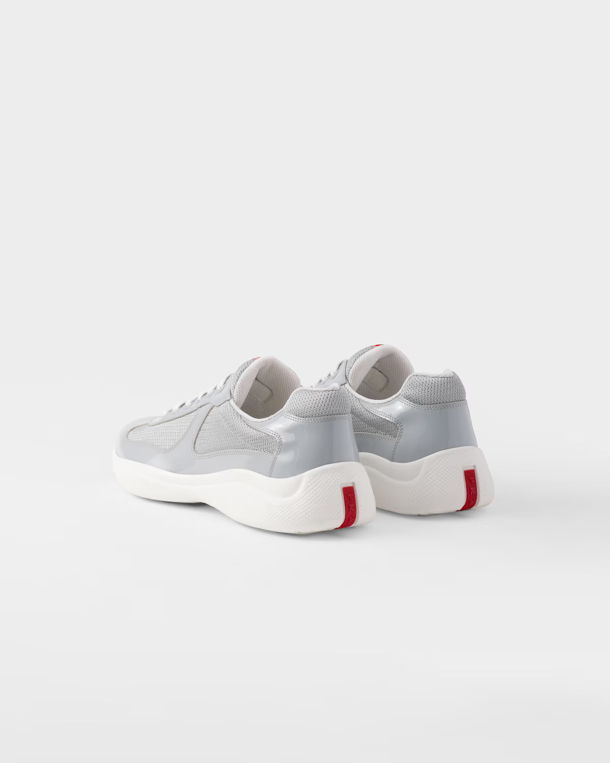 Patent Leather and Technical Fabric Prada America's Cup Sneakers - Pearl/Silver