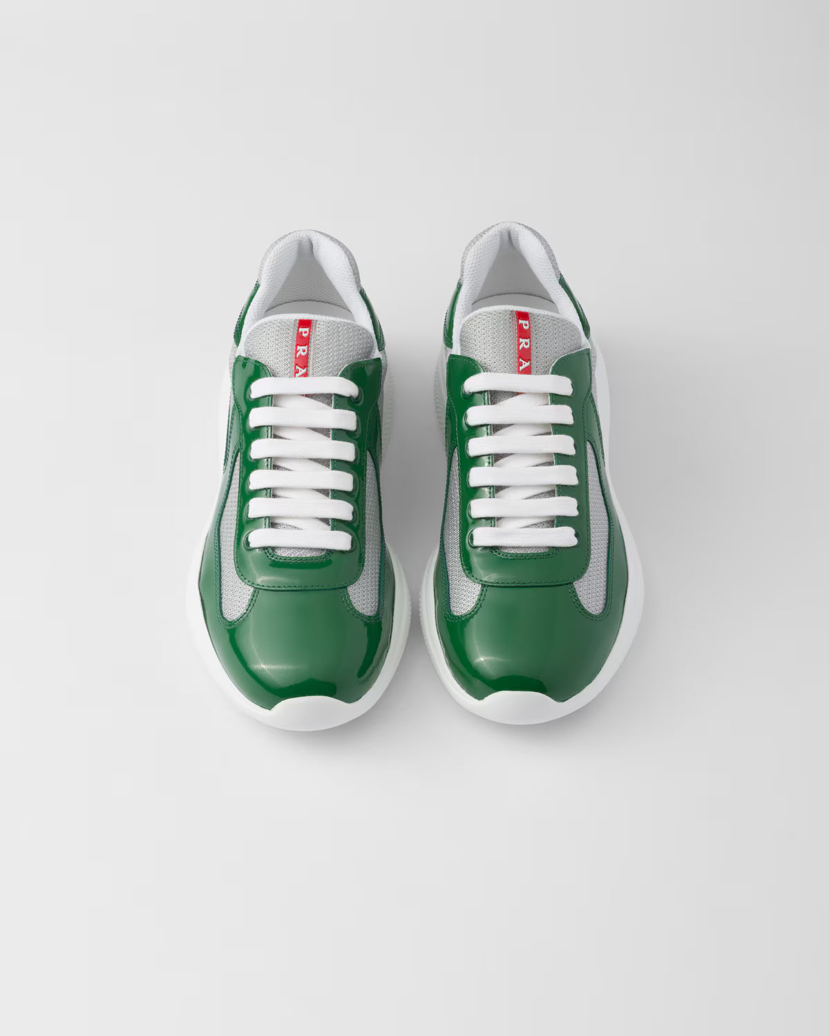 Patent Leather and Technical Fabric Prada America's Cup Sneakers - Green/Silver