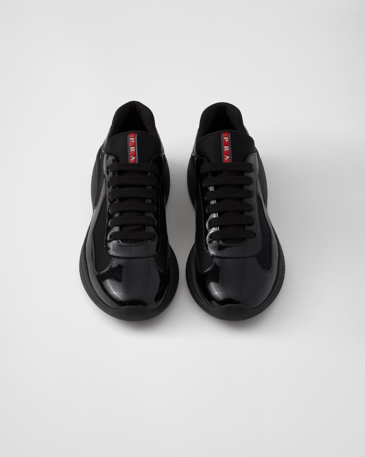 Patent Leather and Technical Fabric Prada America's Cup Sneakers - Black