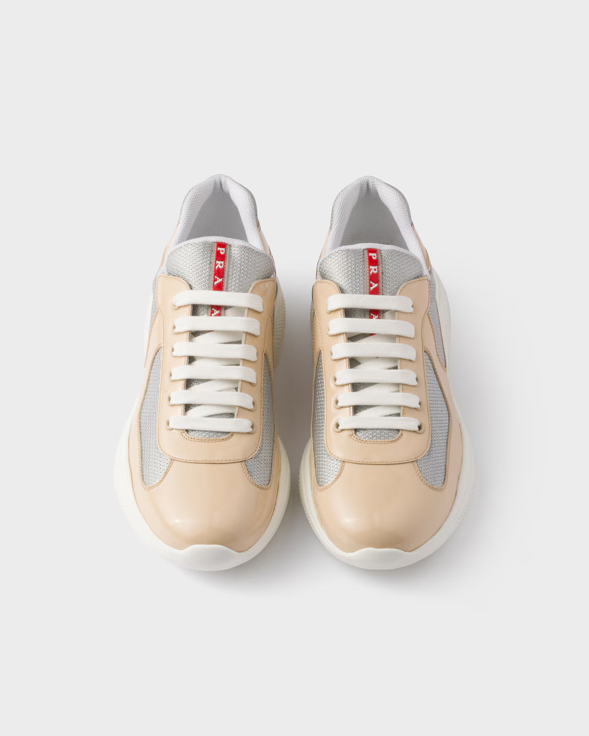 Patent Leather and Technical Fabric Prada America's Cup Sneakers - Quartz/Silver