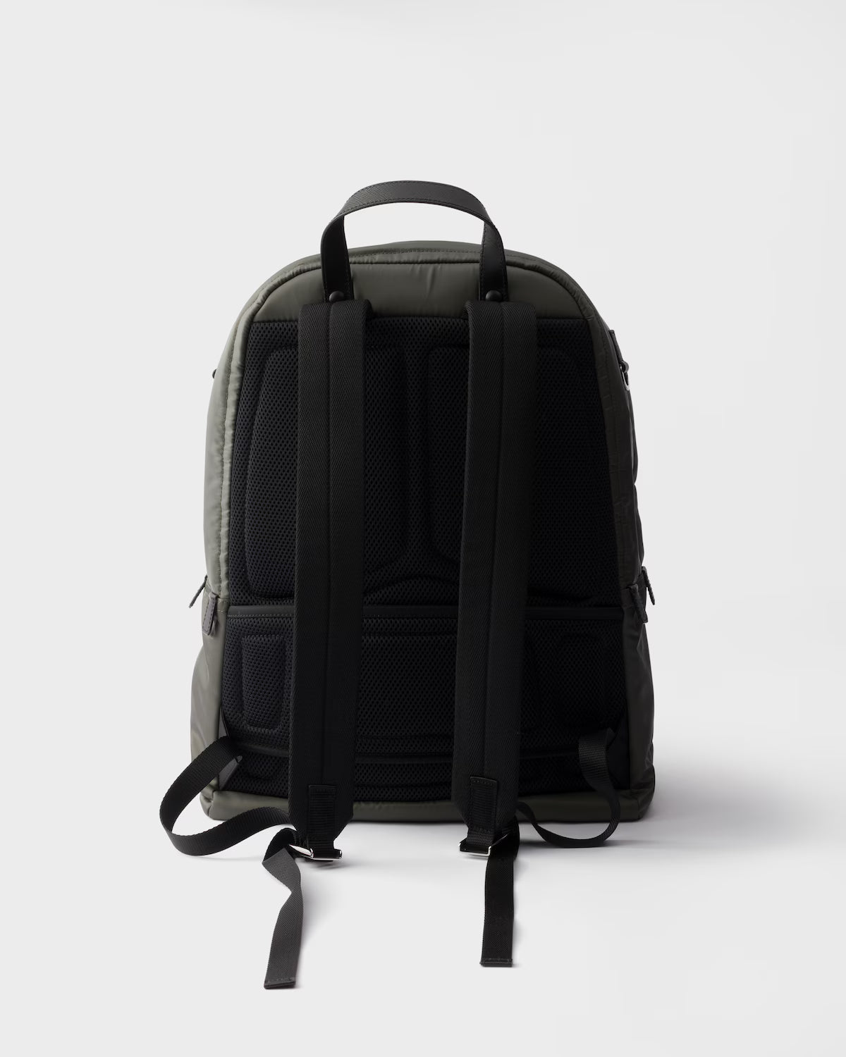 Re-Nylon and Saffiano leather backpack Forest Green