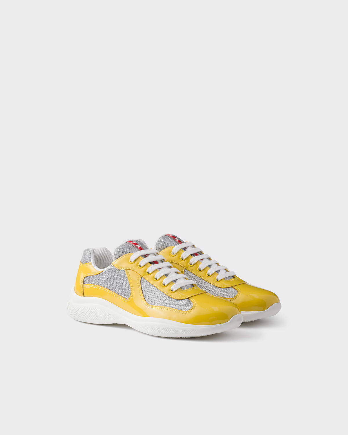 Patent Leather and Technical Fabric Prada America's Cup Sneakers - Sunny Yellow/Silver