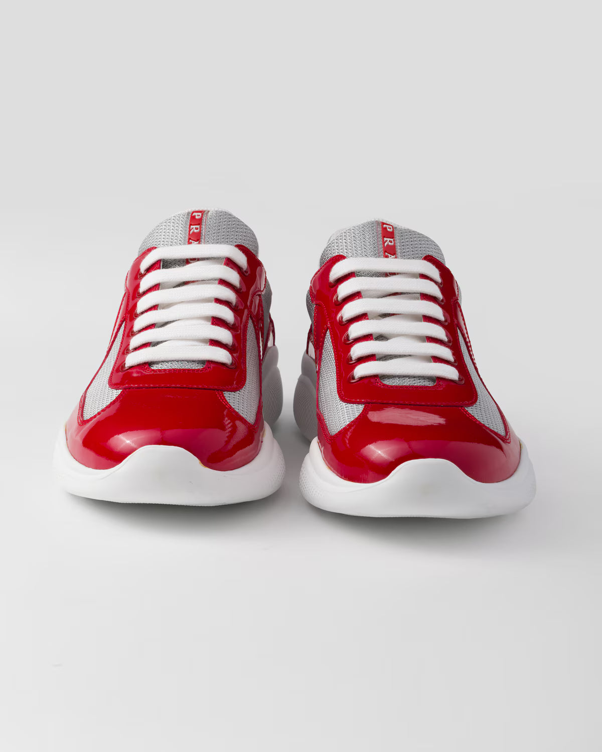 Patent Leather and Technical Fabric Prada America's Cup Sneakers - Red/Silver