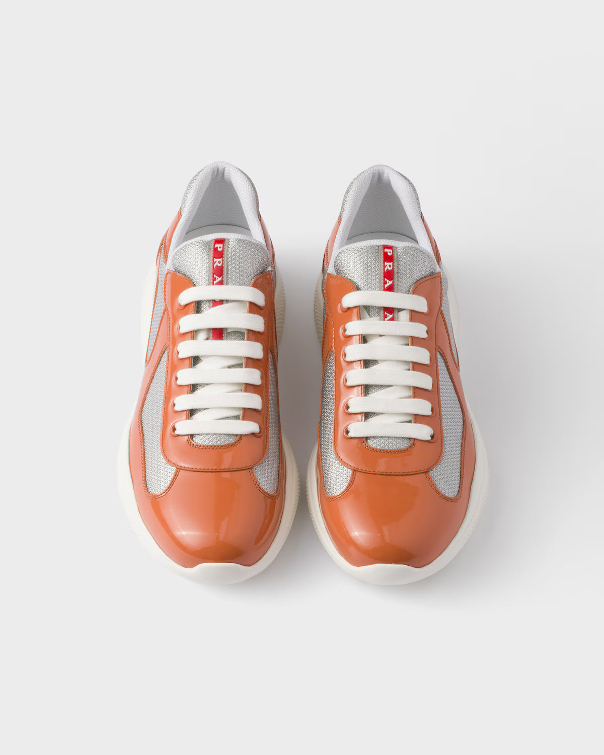 Patent Leather and Technical Fabric Prada America's Cup Sneakers - Medlar/Silver