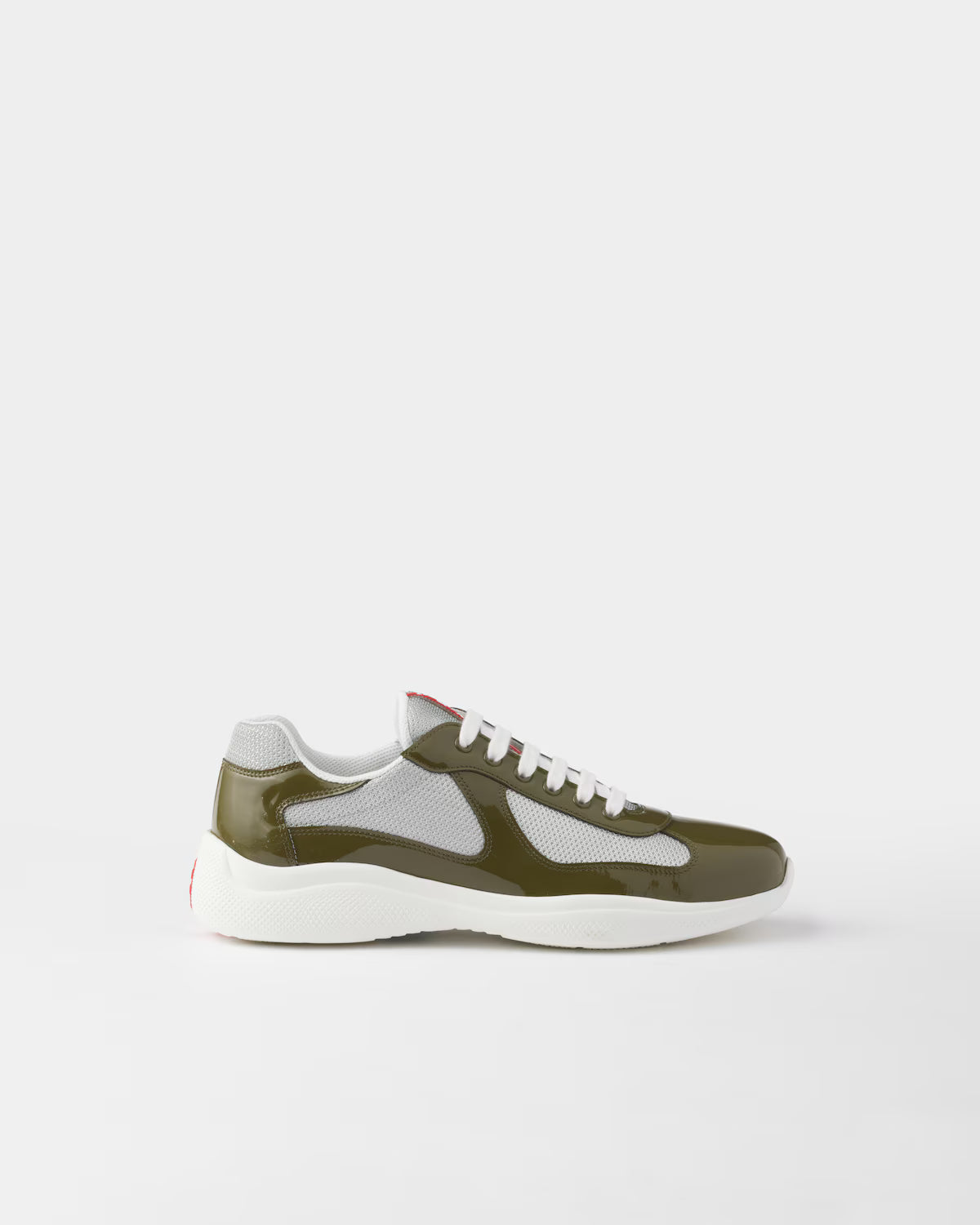 Patent Leather and Technical Fabric Prada America's Cup Sneakers - Loden Green/Silver