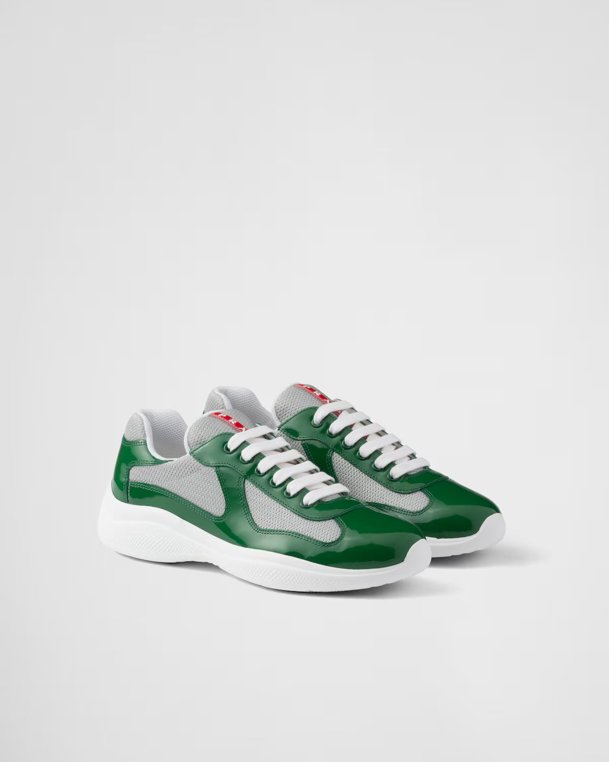 Patent Leather and Technical Fabric Prada America's Cup Sneakers - Green/Silver