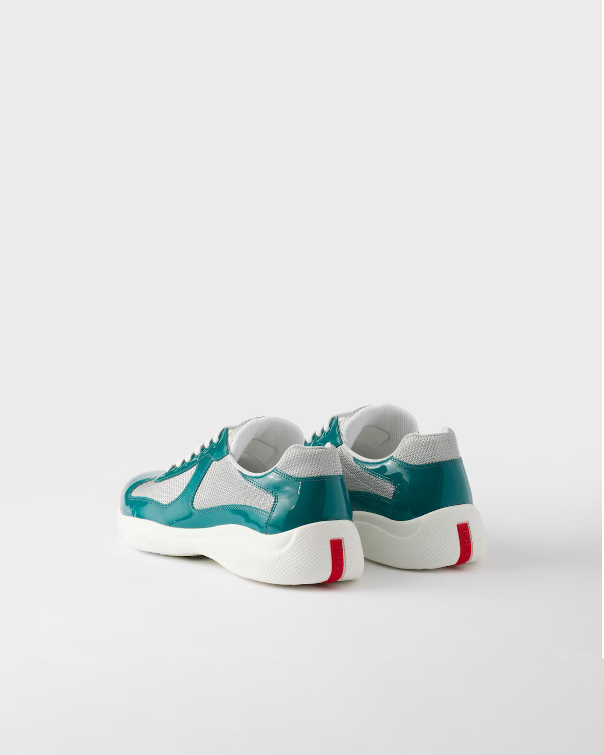 Patent Leather and Technical Fabric Prada America's Cup Sneakers - Lagoon Blue/Silver