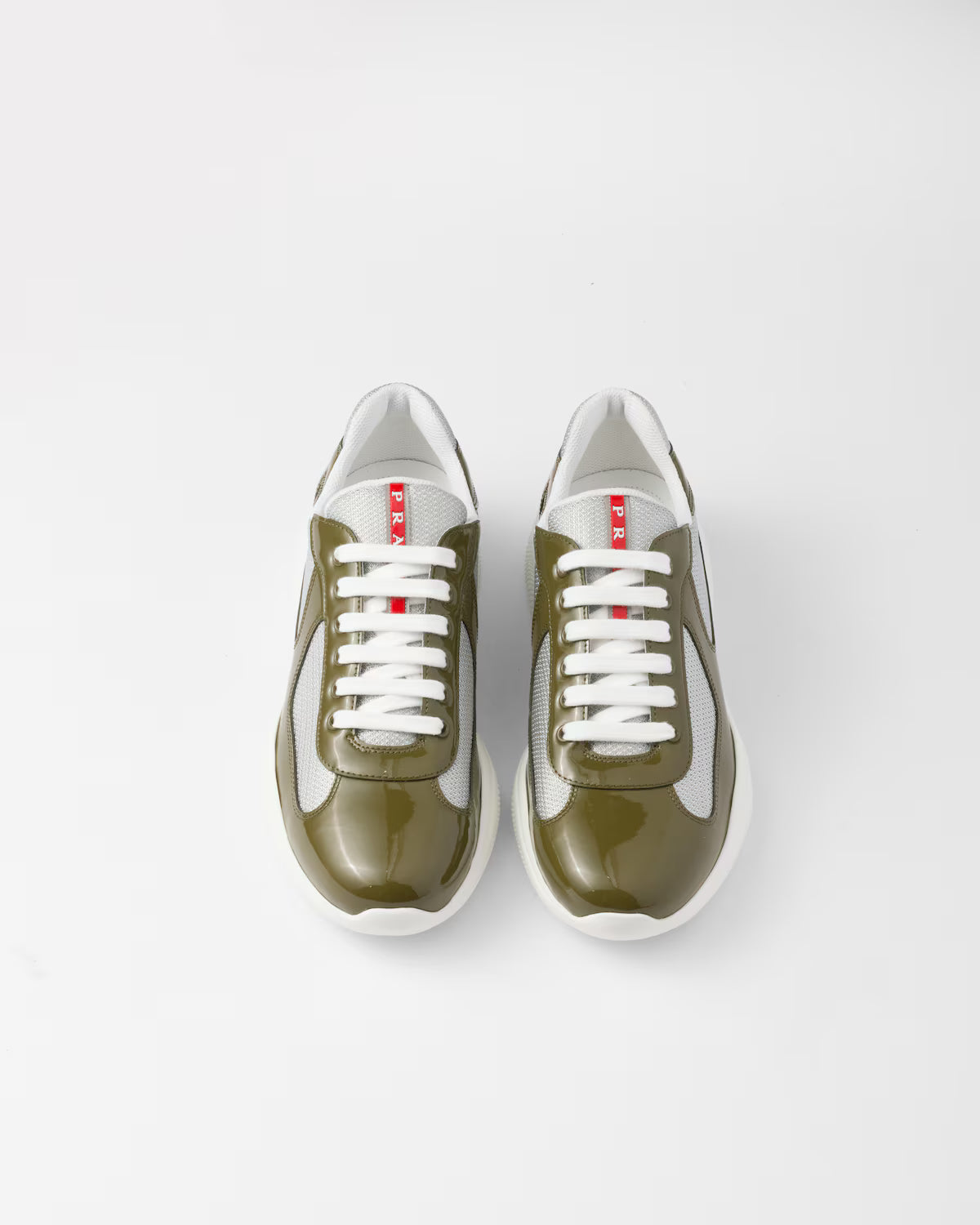 Patent Leather and Technical Fabric Prada America's Cup Sneakers - Loden Green/Silver