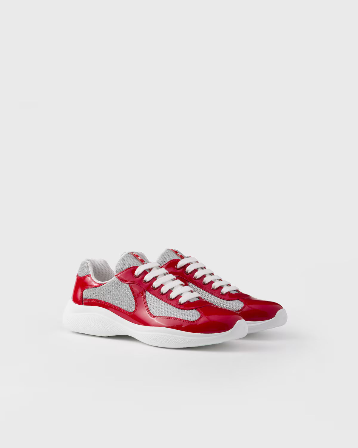 Patent Leather and Technical Fabric Prada America's Cup Sneakers - Red/Silver