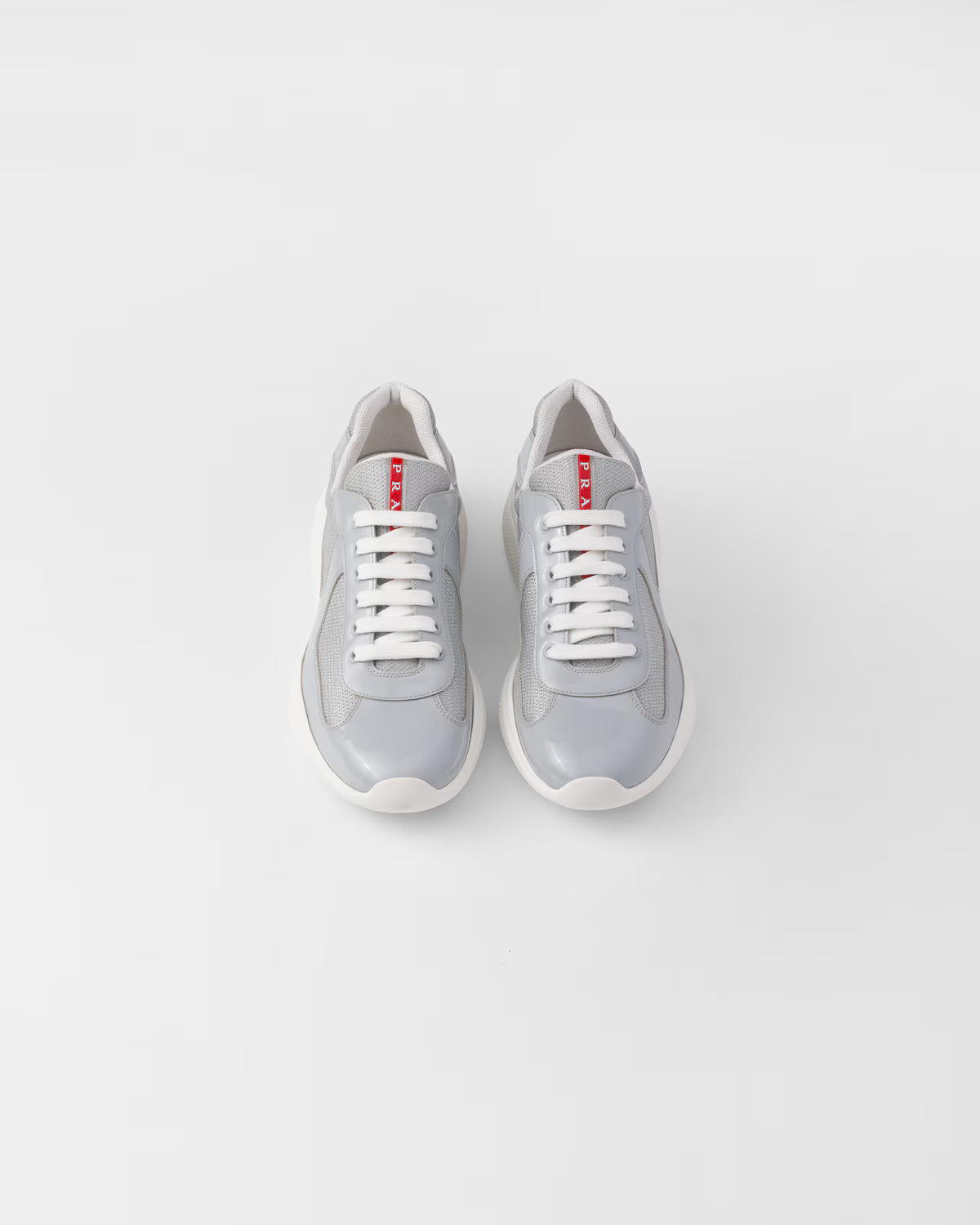 Patent Leather and Technical Fabric Prada America's Cup Sneakers - Pearl/Silver