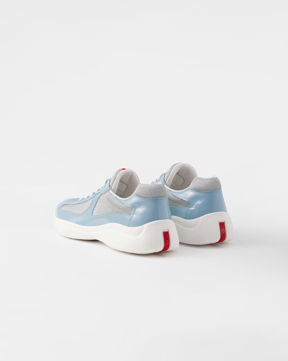 Patent Leather and Technical Fabric Prada America's Cup Sneakers - Silver/Celeste