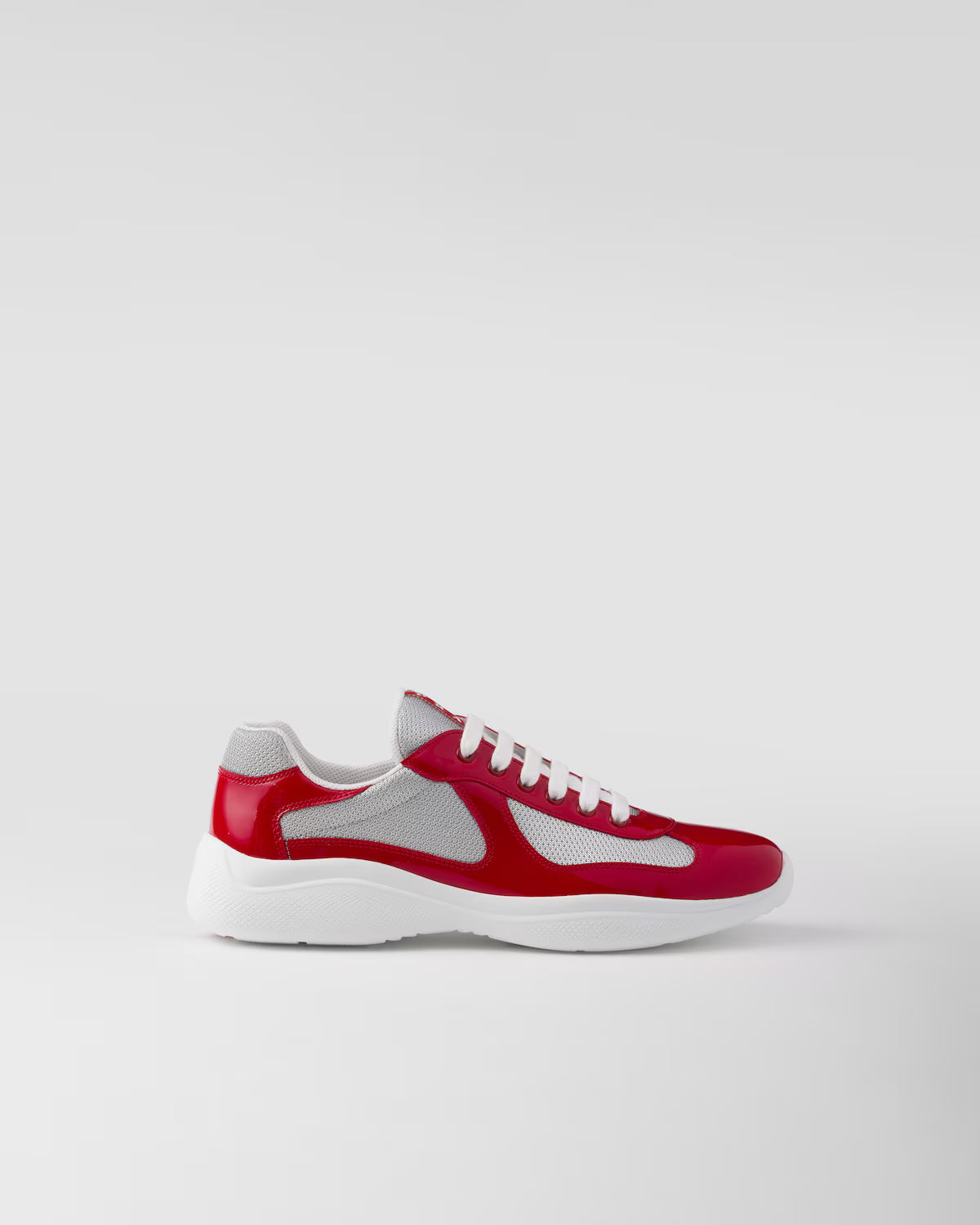 Patent Leather and Technical Fabric Prada America's Cup Sneakers - Red/Silver
