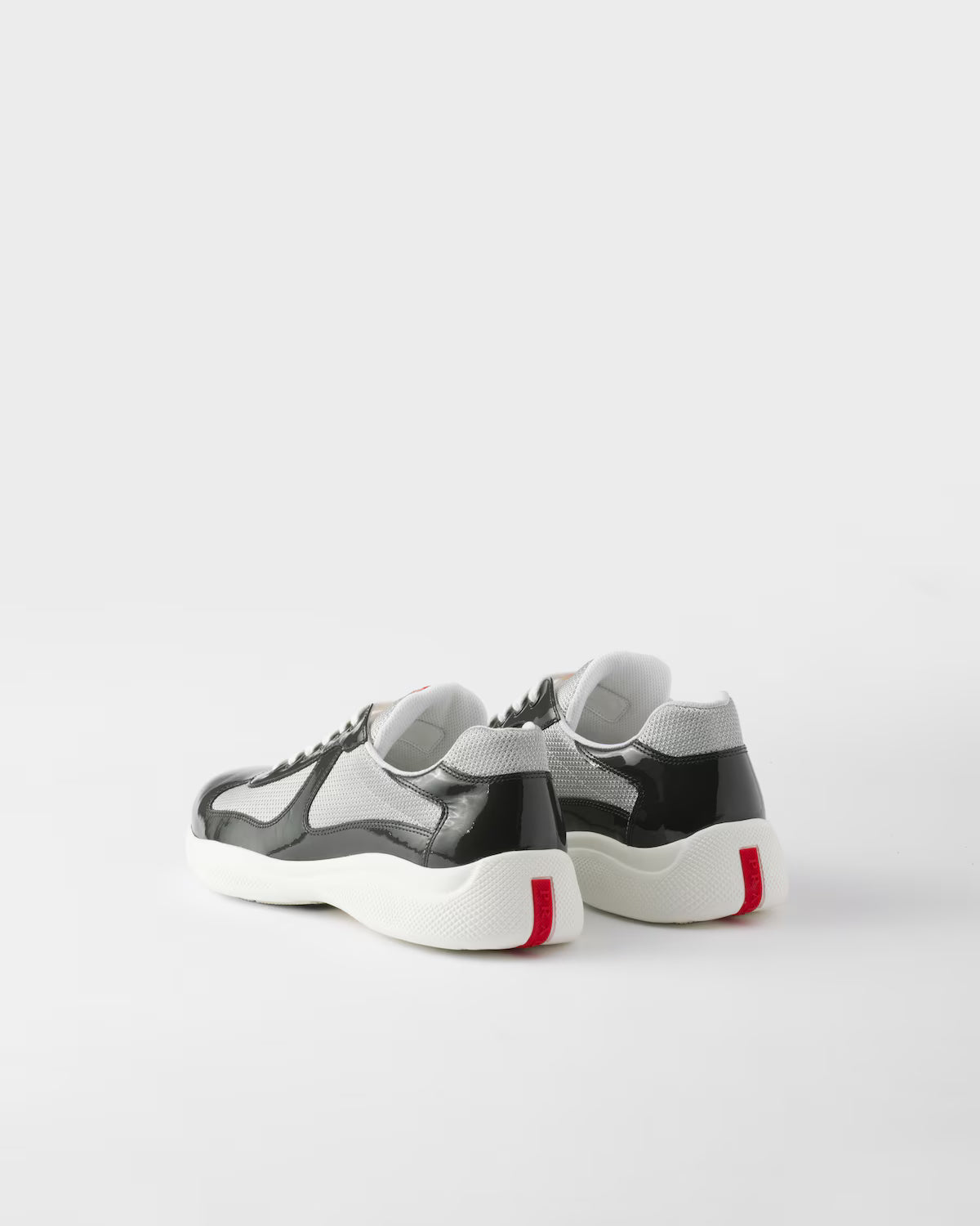 Patent Leather and Technical Fabric Prada America's Cup Sneakers - Anthracite Gray/Silver
