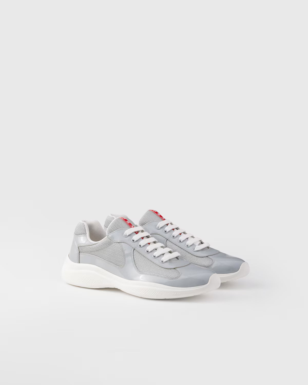 Patent Leather and Technical Fabric Prada America's Cup Sneakers - Pearl/Silver