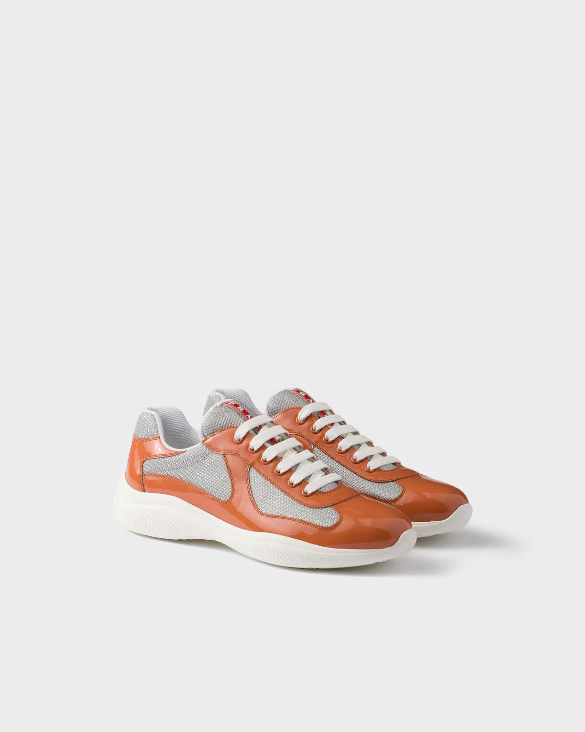 Patent Leather and Technical Fabric Prada America's Cup Sneakers - Medlar/Silver